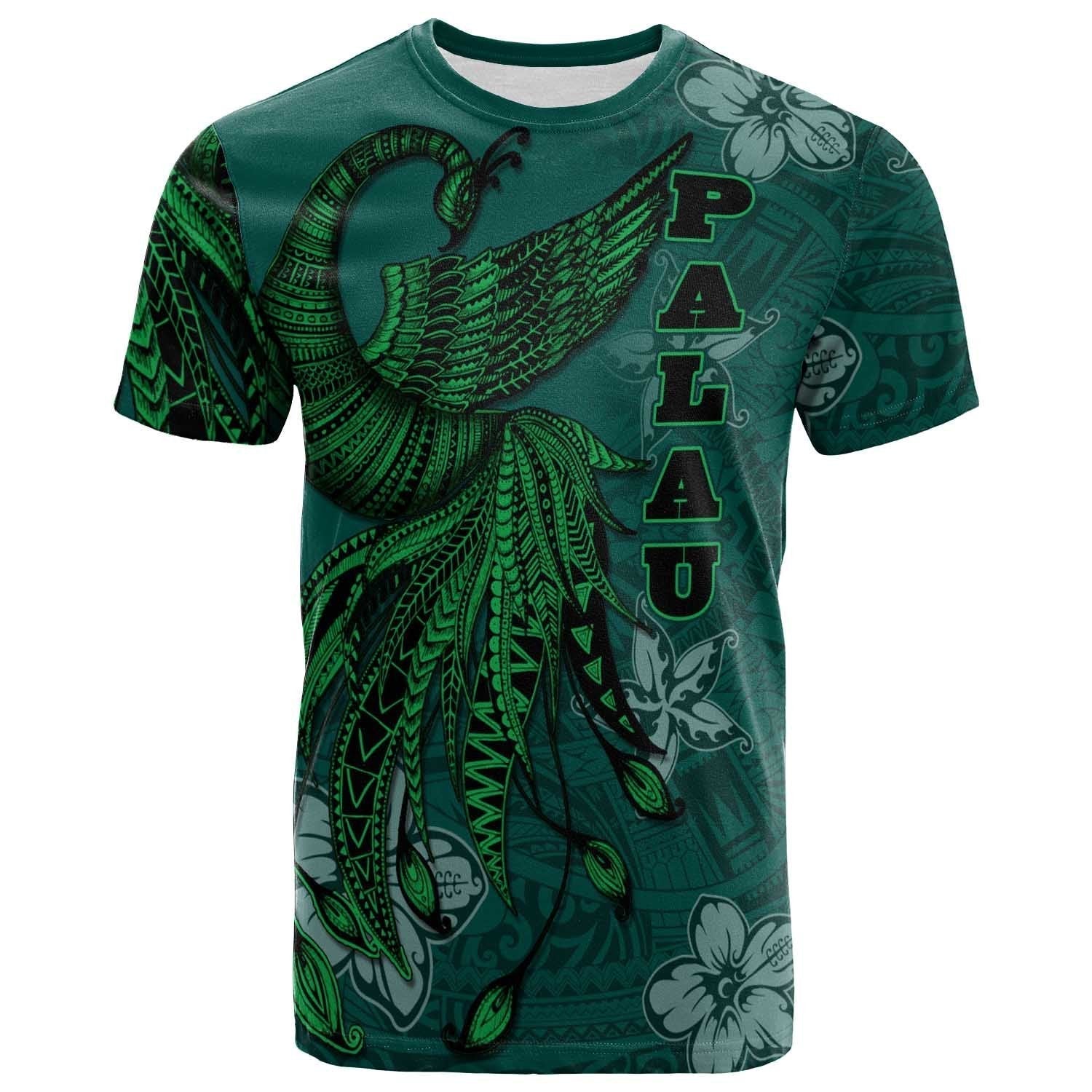 Palau T shirt - Polynesian Phoenix Bird, Fairytales Bird Green - Vibe Hoodie Shop