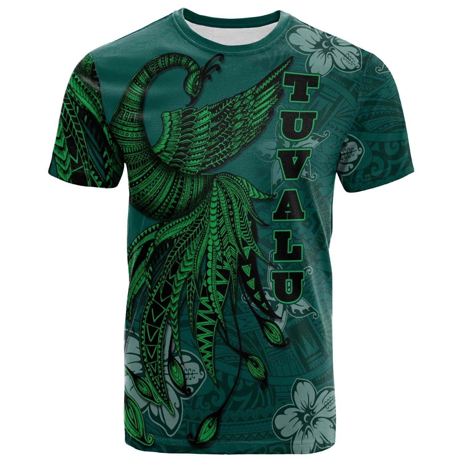 Tuvalu T shirt - Polynesian Phoenix Bird, Fairytales Bird Green - Vibe Hoodie Shop