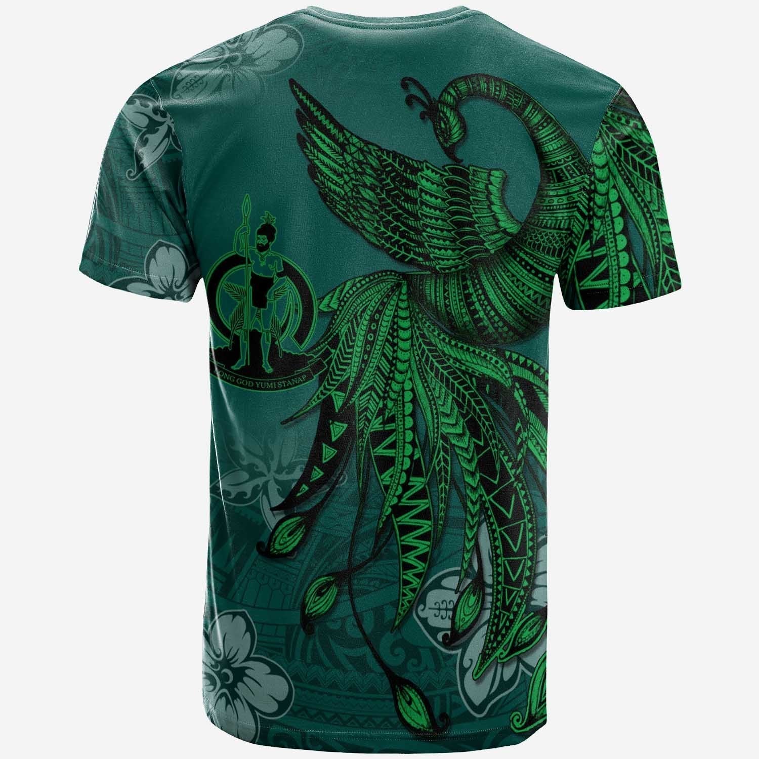 Vanuatu T shirt - Polynesian Phoenix Bird, Fairytales Bird Green - Vibe Hoodie Shop
