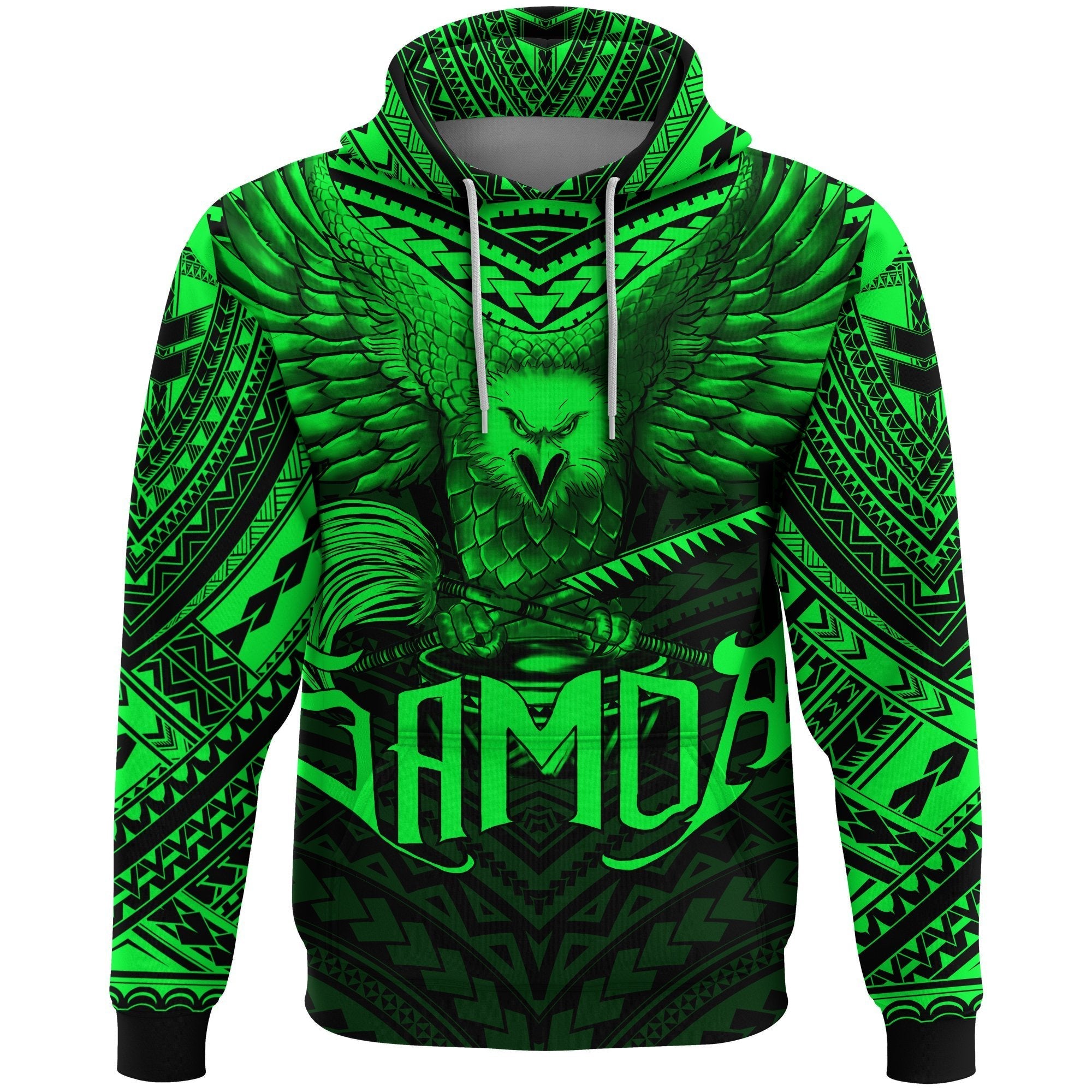 American Samoa Hoodie Eagle Tattoo Style Green - Vibe Hoodie Shop