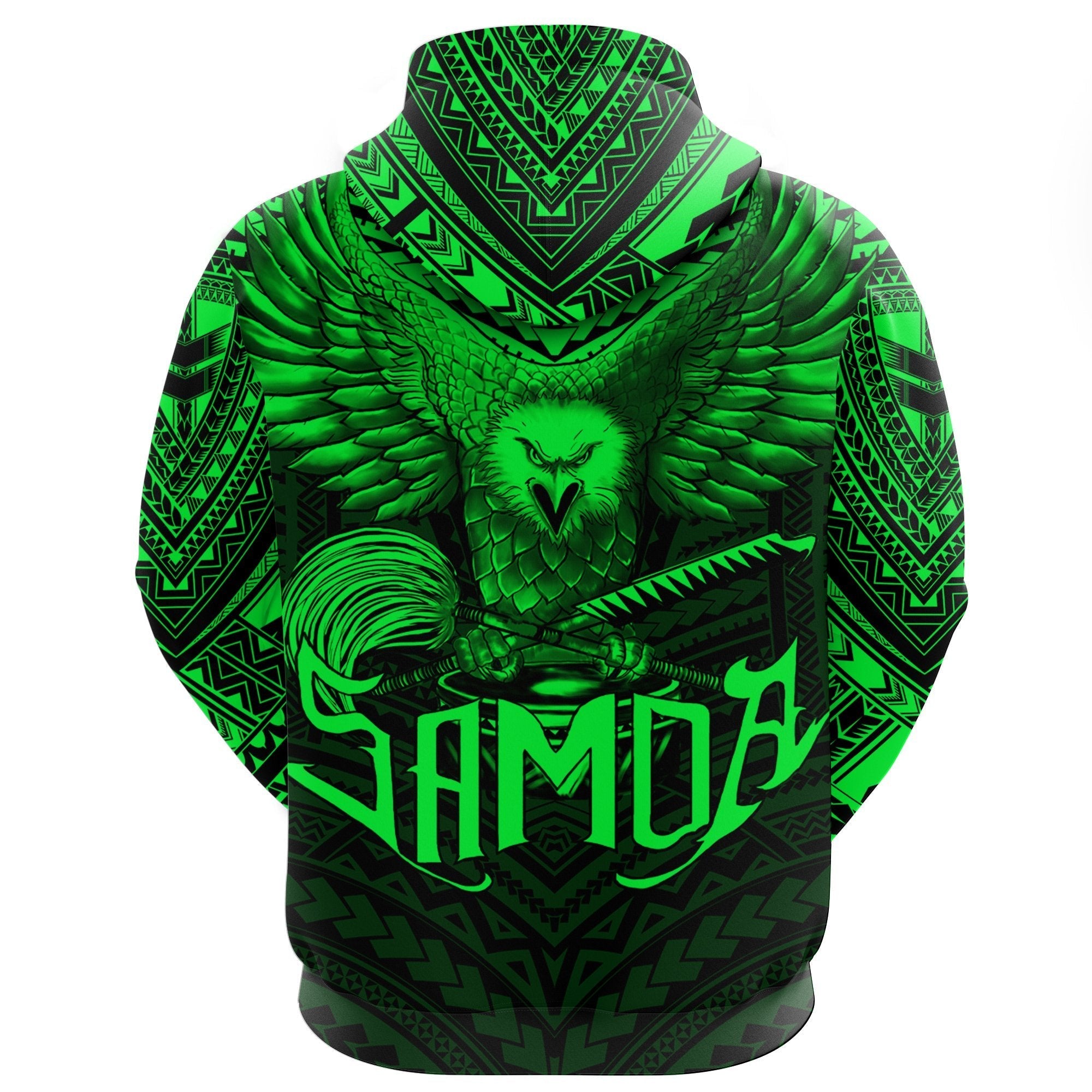 American Samoa Hoodie Eagle Tattoo Style Green - Vibe Hoodie Shop