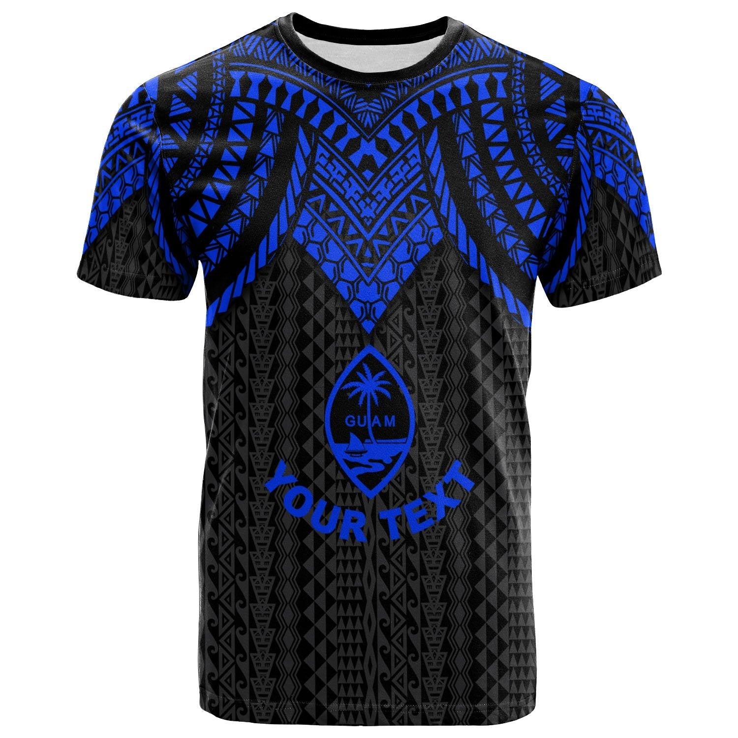 Vibe Hoodie Guam Custom Personalised T shirt - Polynesian Armor Style Blue - Vibe Hoodie Shop