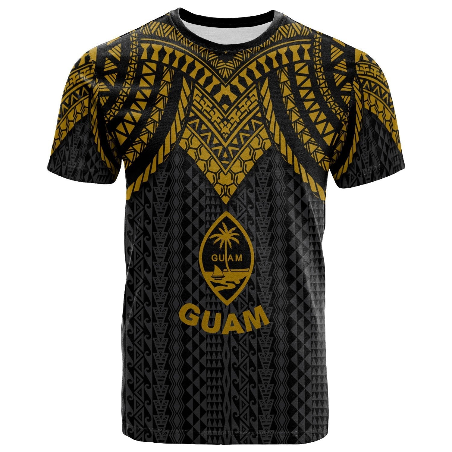 Vibe Hoodie Guam T shirt - Polynesian Armor Style Gold - Vibe Hoodie Shop