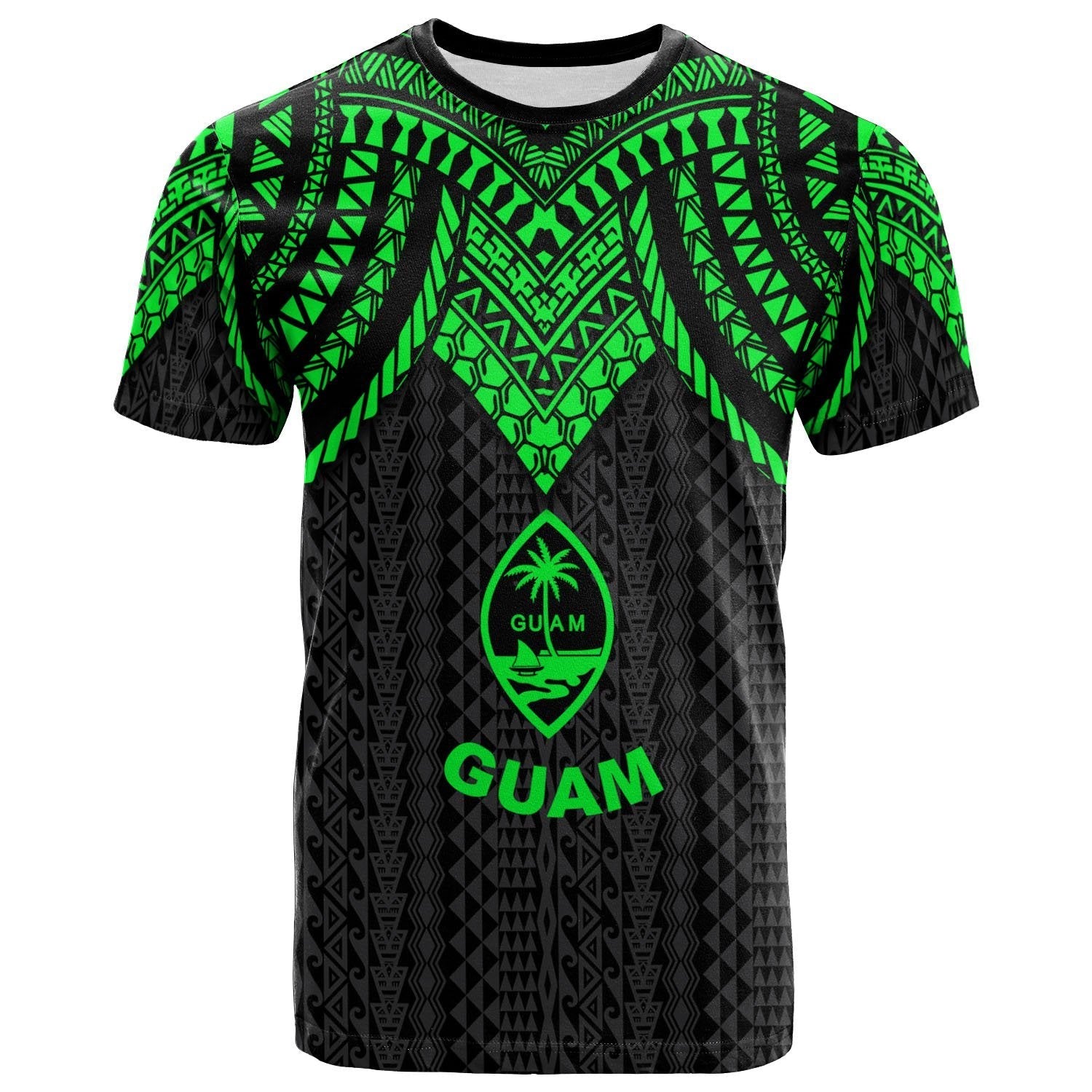 Vibe Hoodie Guam T shirt - Polynesian Armor Style Green - Vibe Hoodie Shop