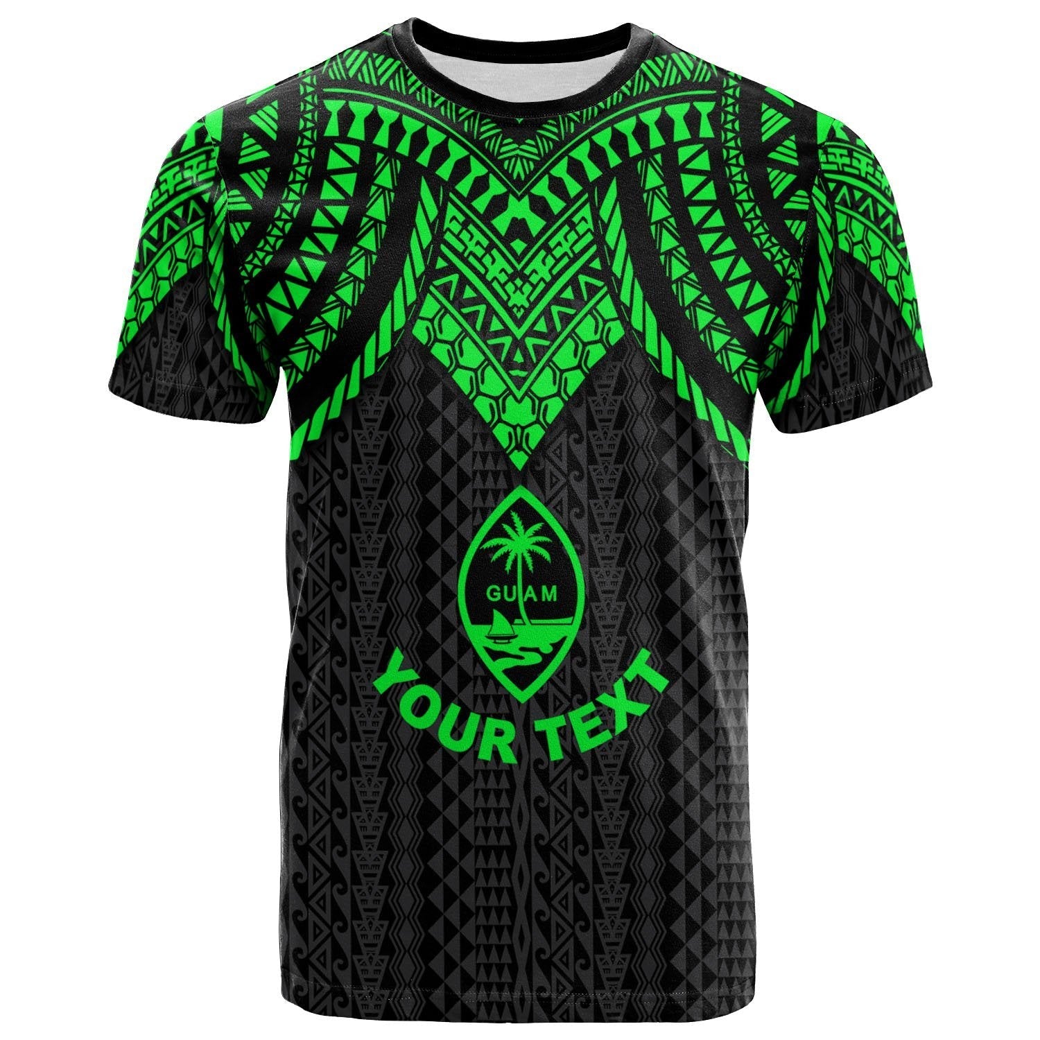 Vibe Hoodie Guam Custom Personalised T shirt - Polynesian Armor Style Green - Vibe Hoodie Shop