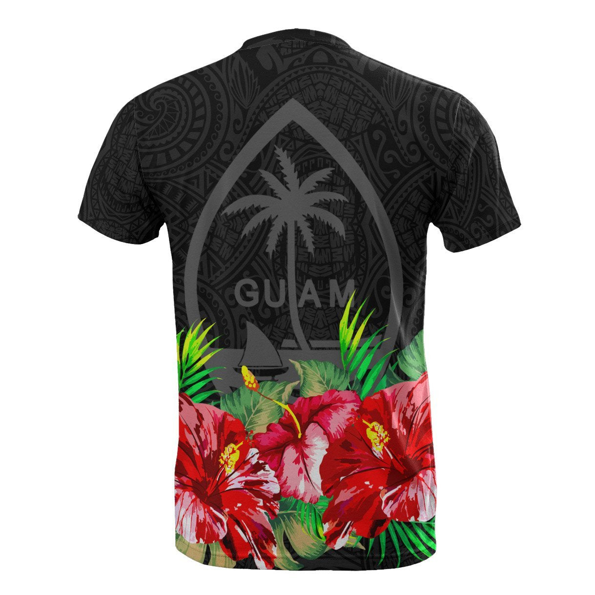 Vibe Hoodie Guam Polynesian T shirt Black Hibiscus - Vibe Hoodie Shop
