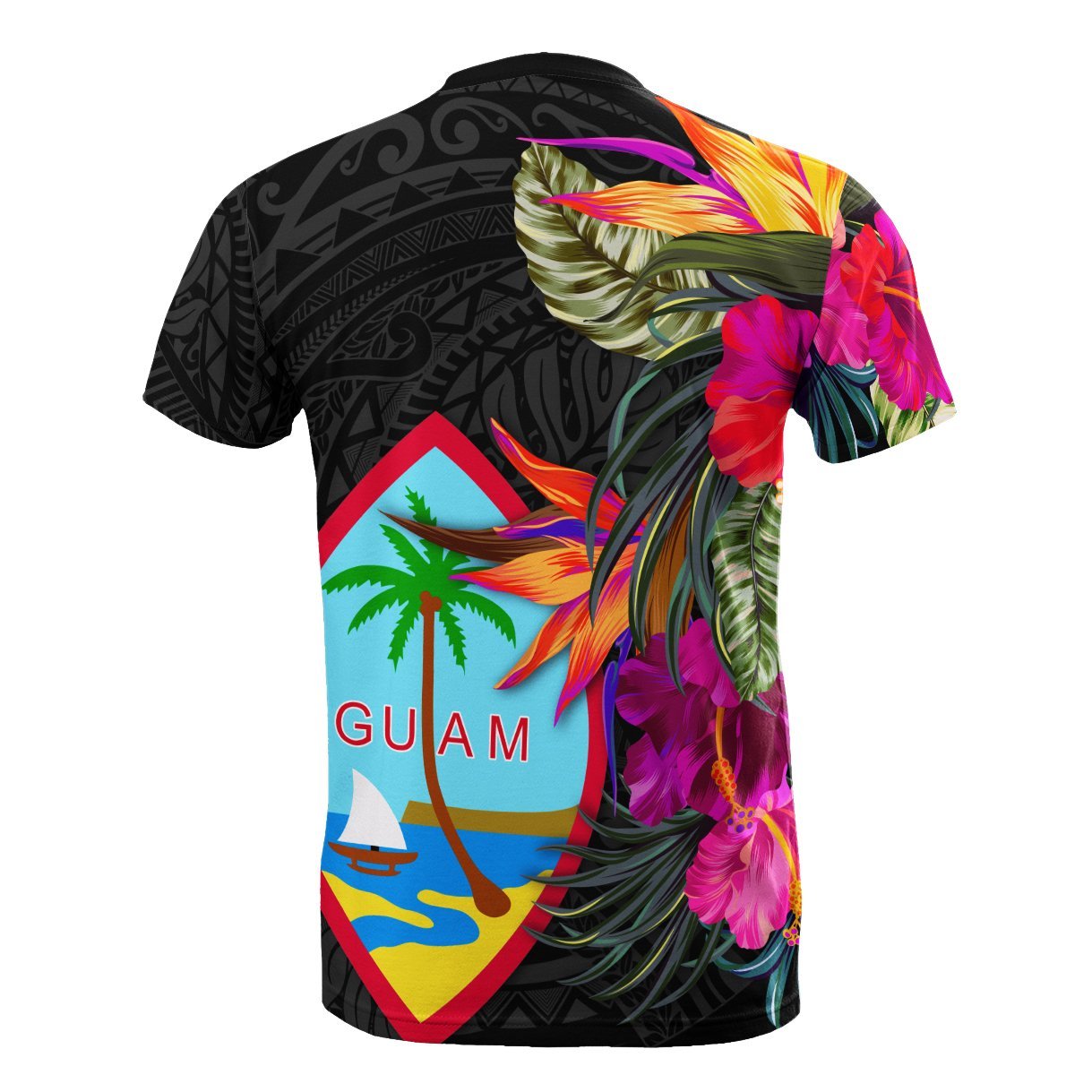 Vibe Hoodie Guam All Over T shirt - Hibiscus Polynesian Pattern - Vibe Hoodie Shop
