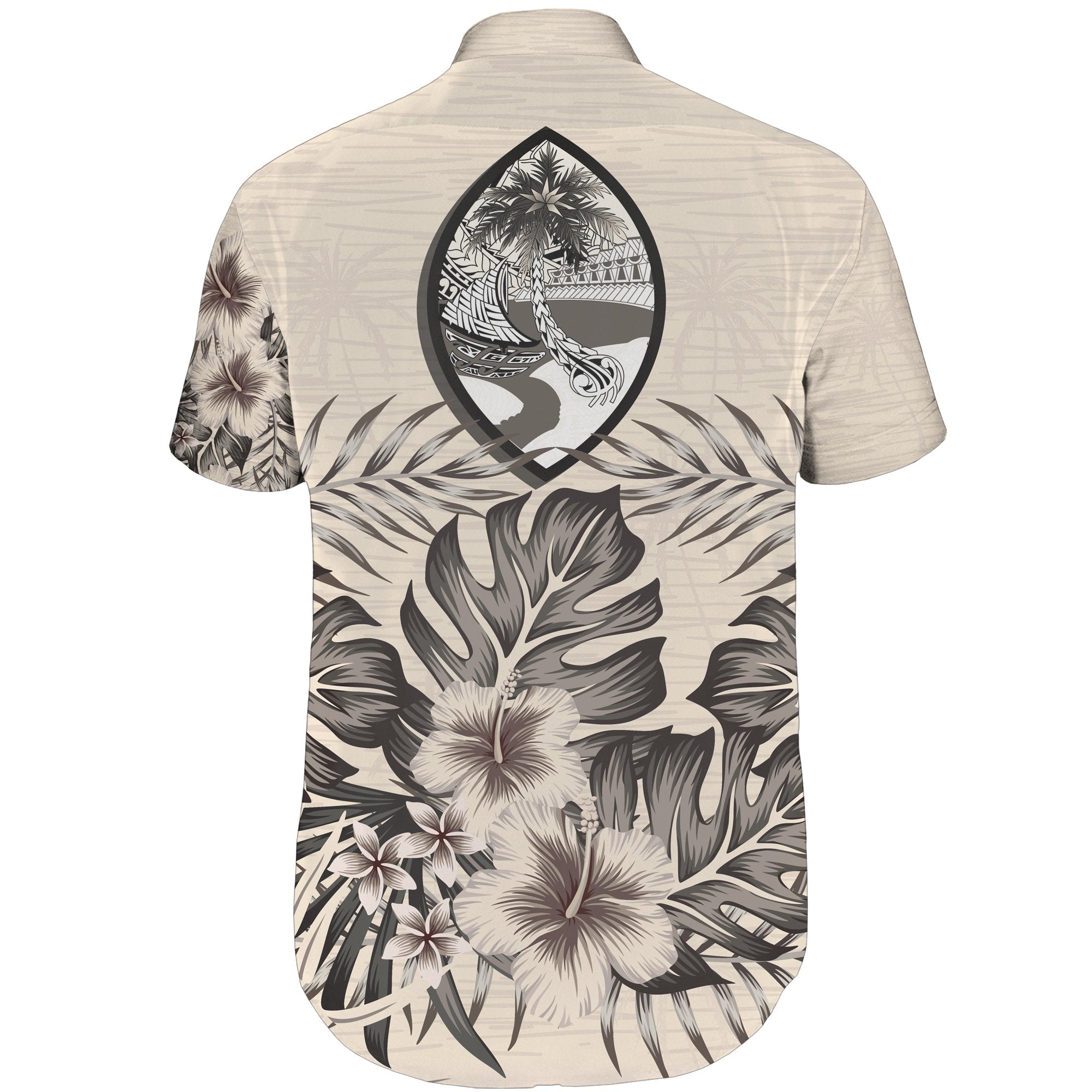 Guam Short Sleeve Shirt - The Beige Hibiscus - Vibe Hoodie Shop