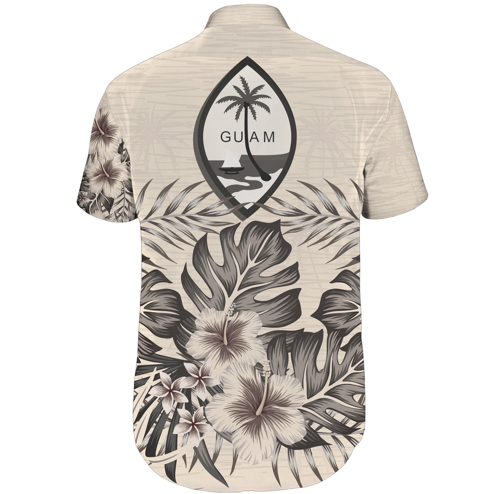 Guam Short Sleeve Shirt - The Beige Hibiscus - Vibe Hoodie Shop