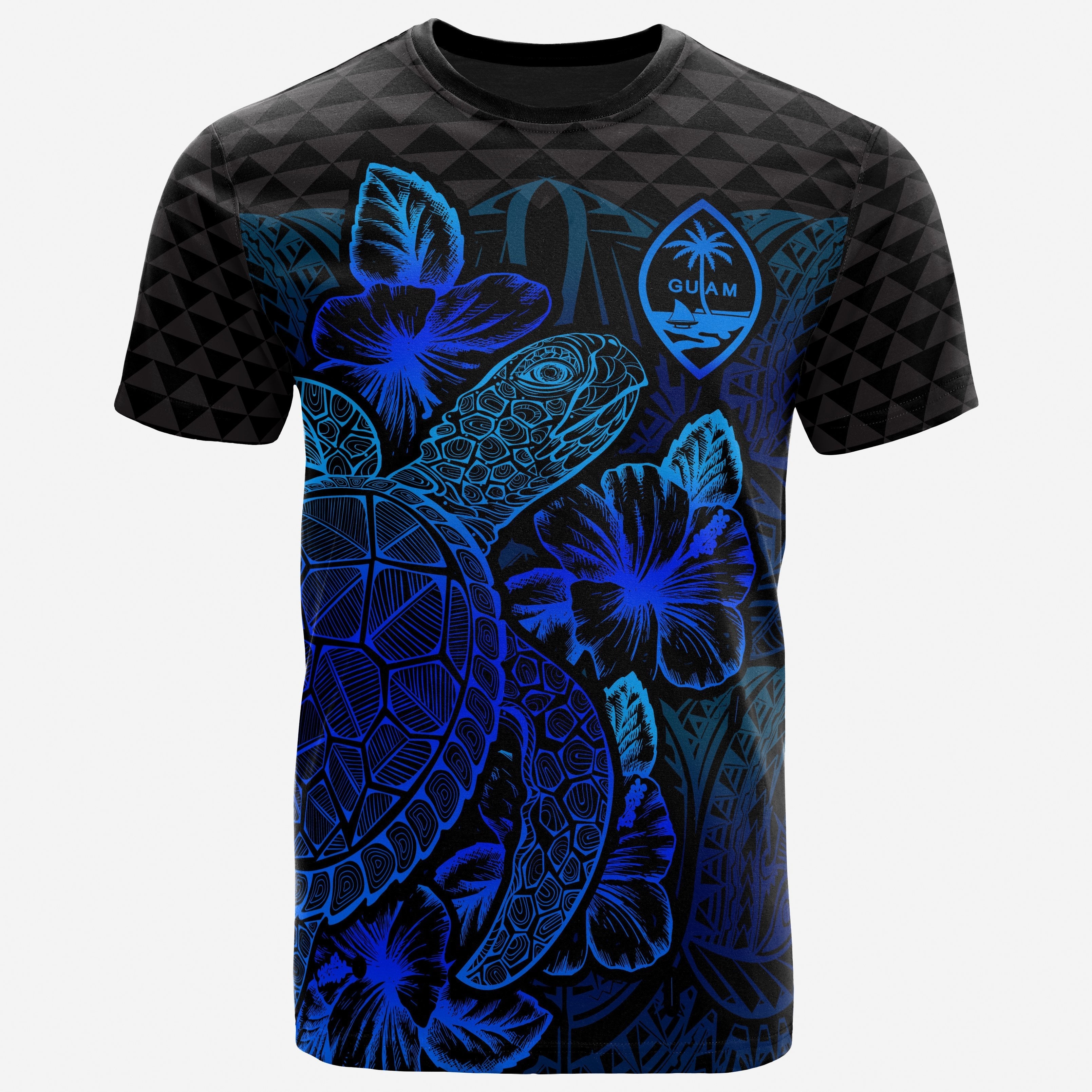 Vibe Hoodie Guam T shirt - Guam Coat Of Arms Turtle Hibiscus Blue - Vibe Hoodie Shop
