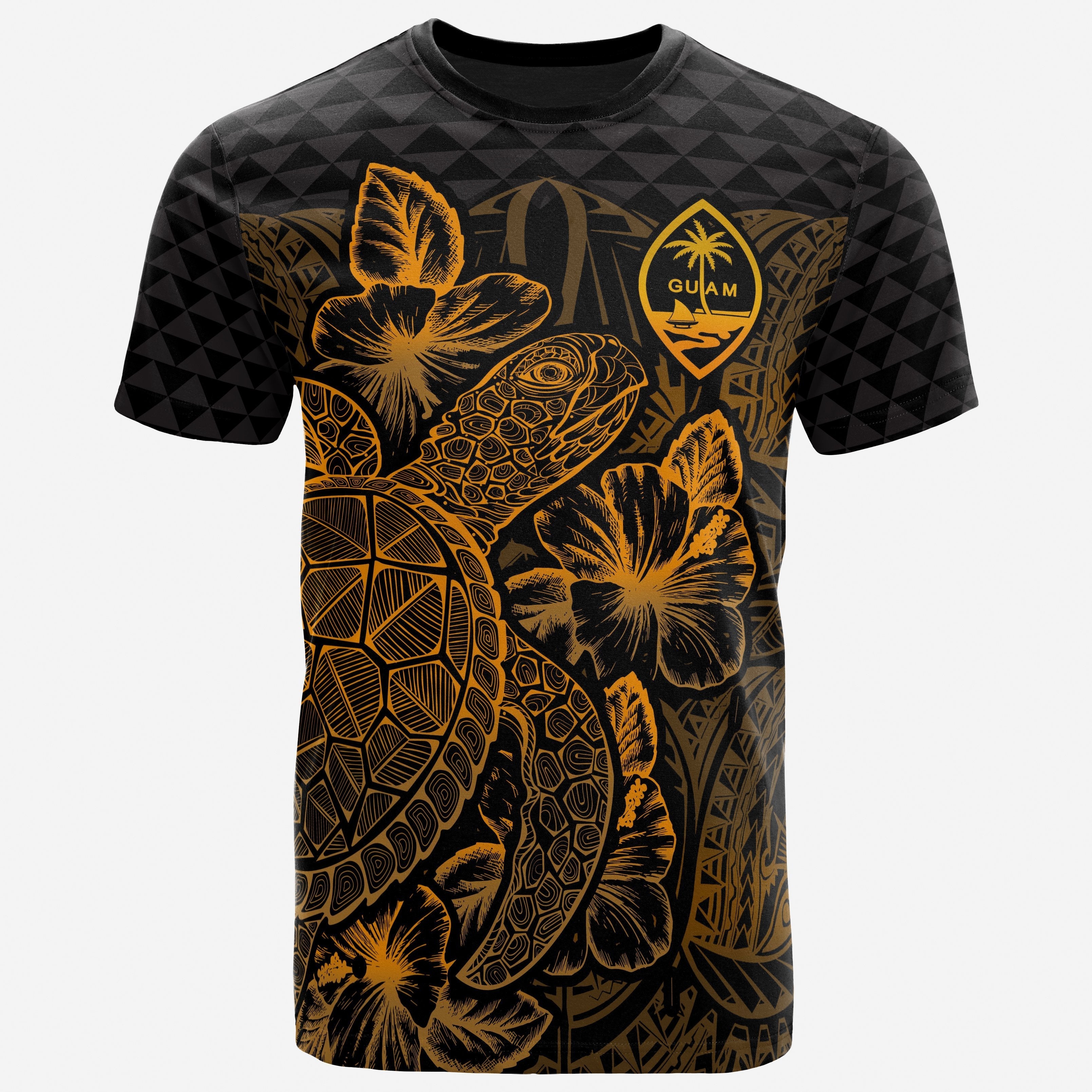 Vibe Hoodie Guam T shirt - Guam Coat Of Arms Turtle Hibiscus Gold - Vibe Hoodie Shop