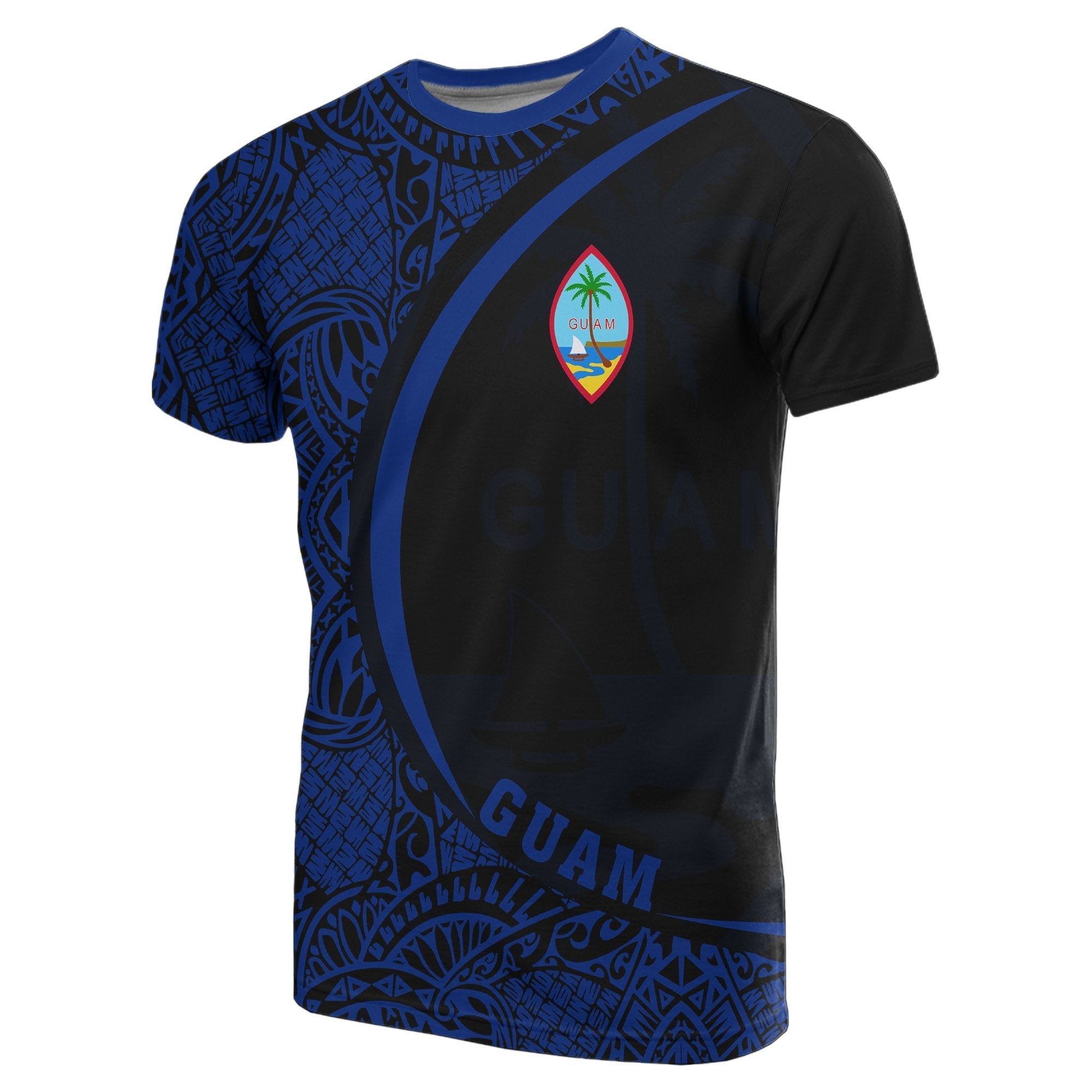 Guam Micronesia T shirt Blue - Round Style - Vibe Hoodie Shop