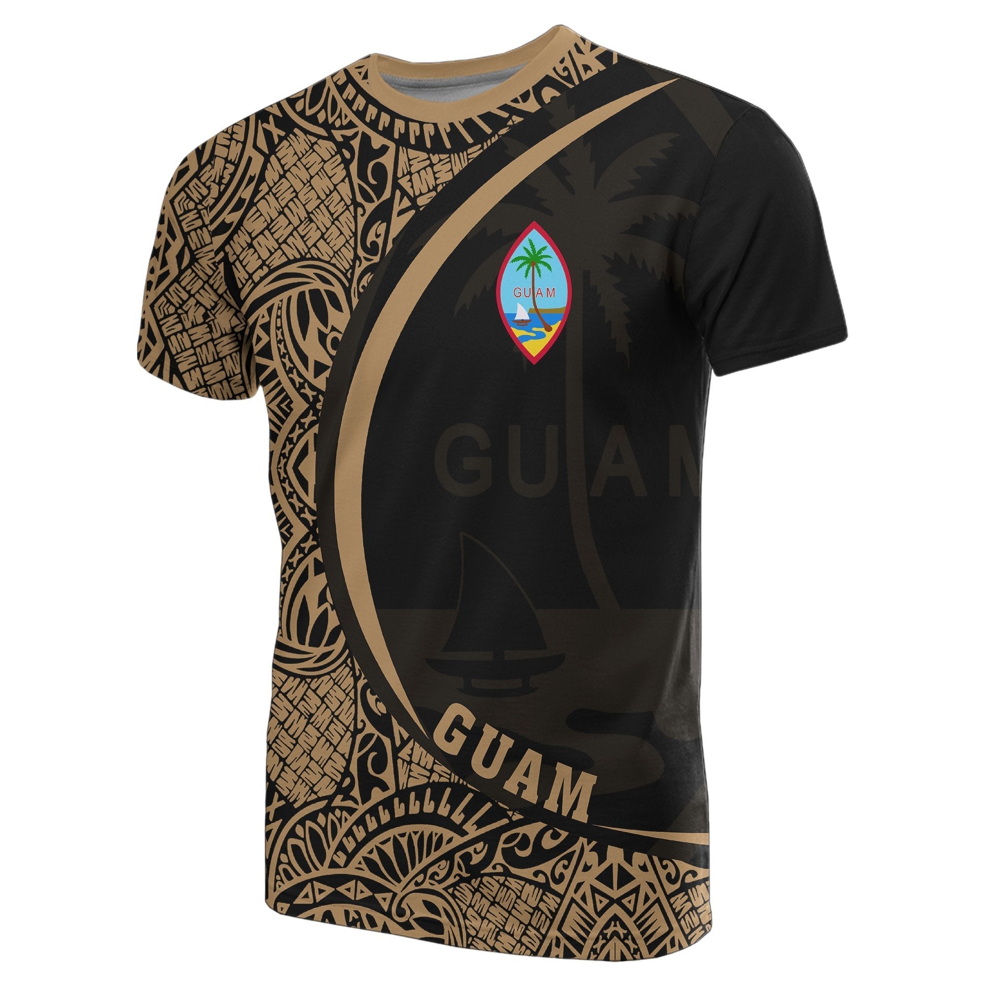 Guam Micronesia T shirt Gold - Round Style - Vibe Hoodie Shop