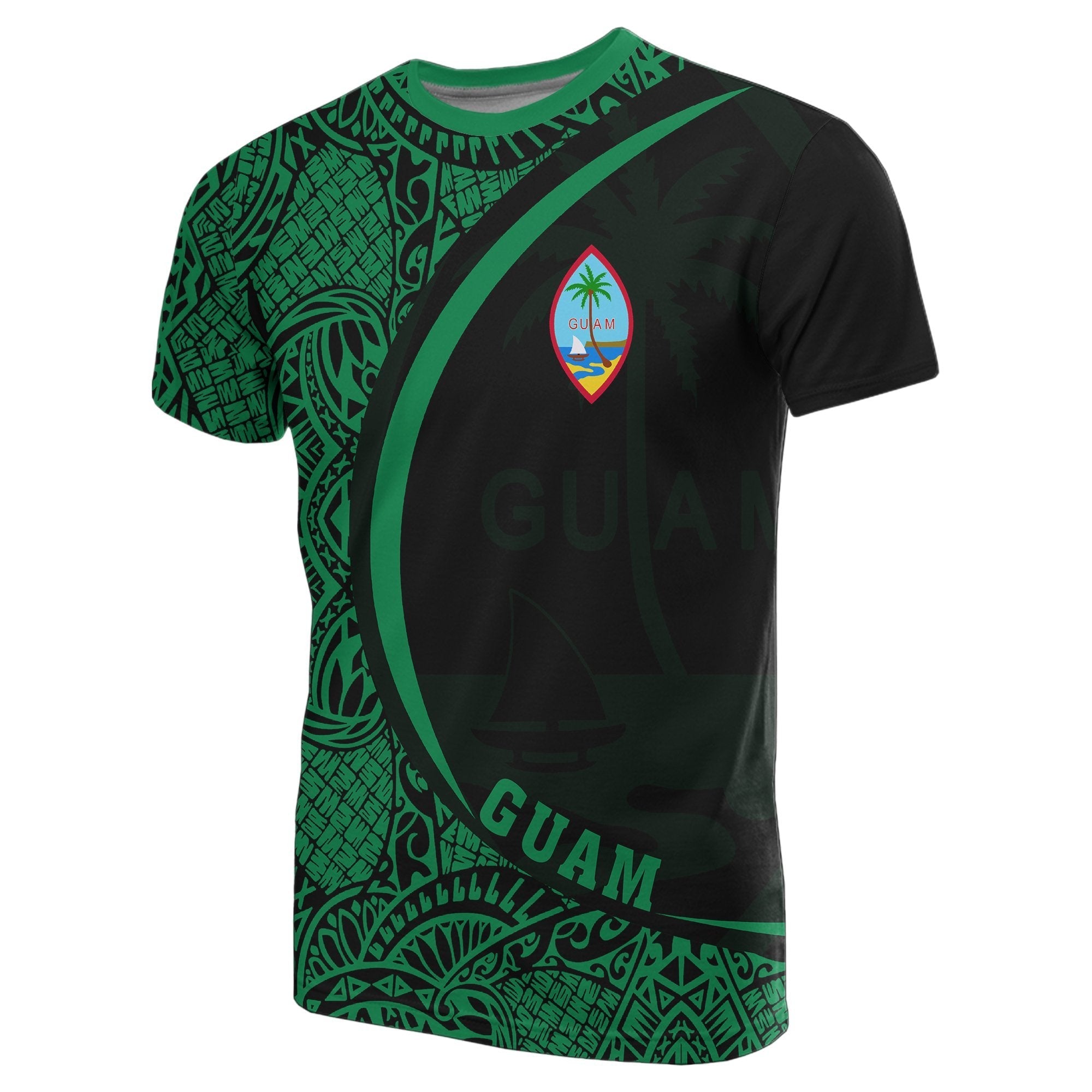 Guam Micronesia T shirt Green - Round Style - Vibe Hoodie Shop