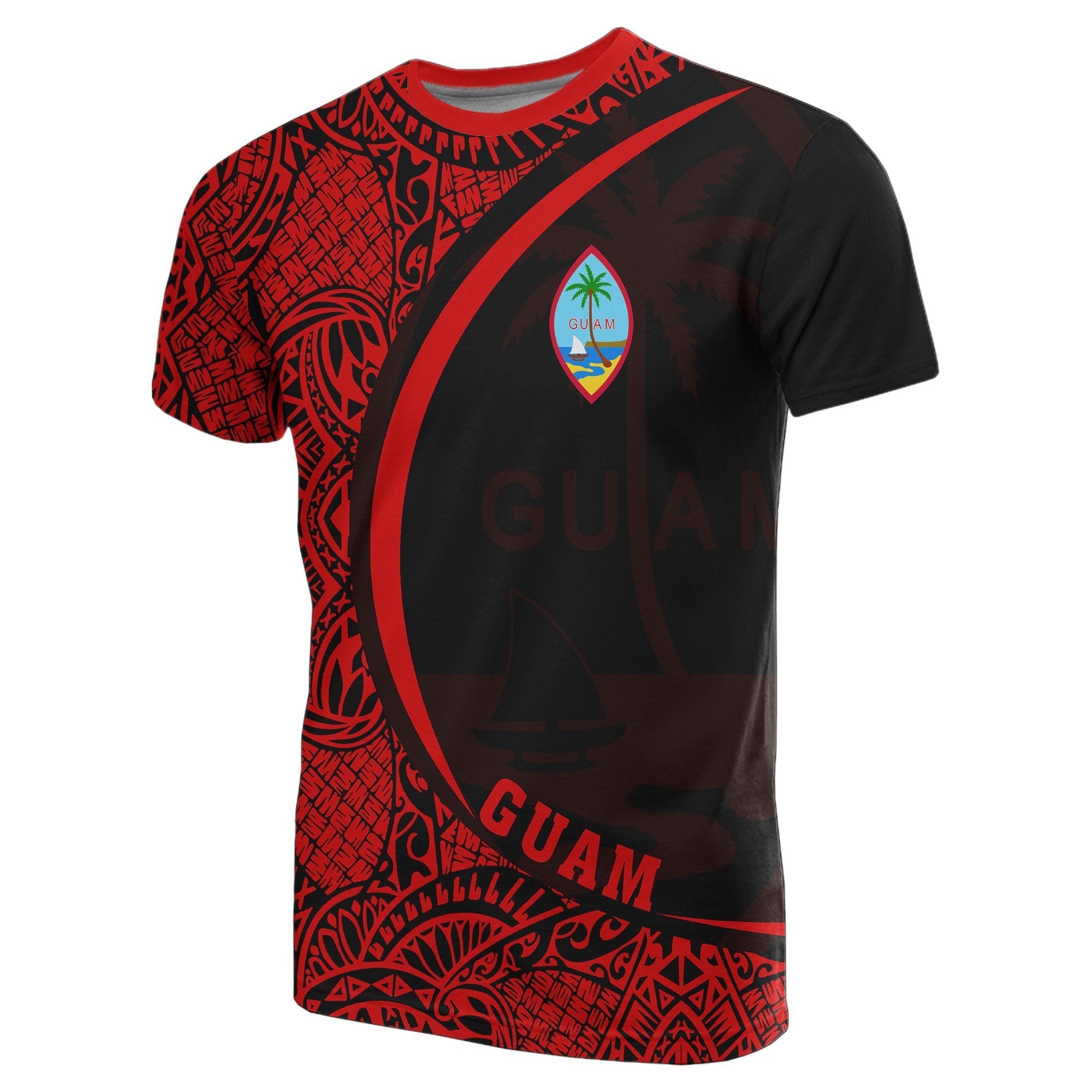 Guam Micronesia T shirt Red - Round Style - Vibe Hoodie Shop