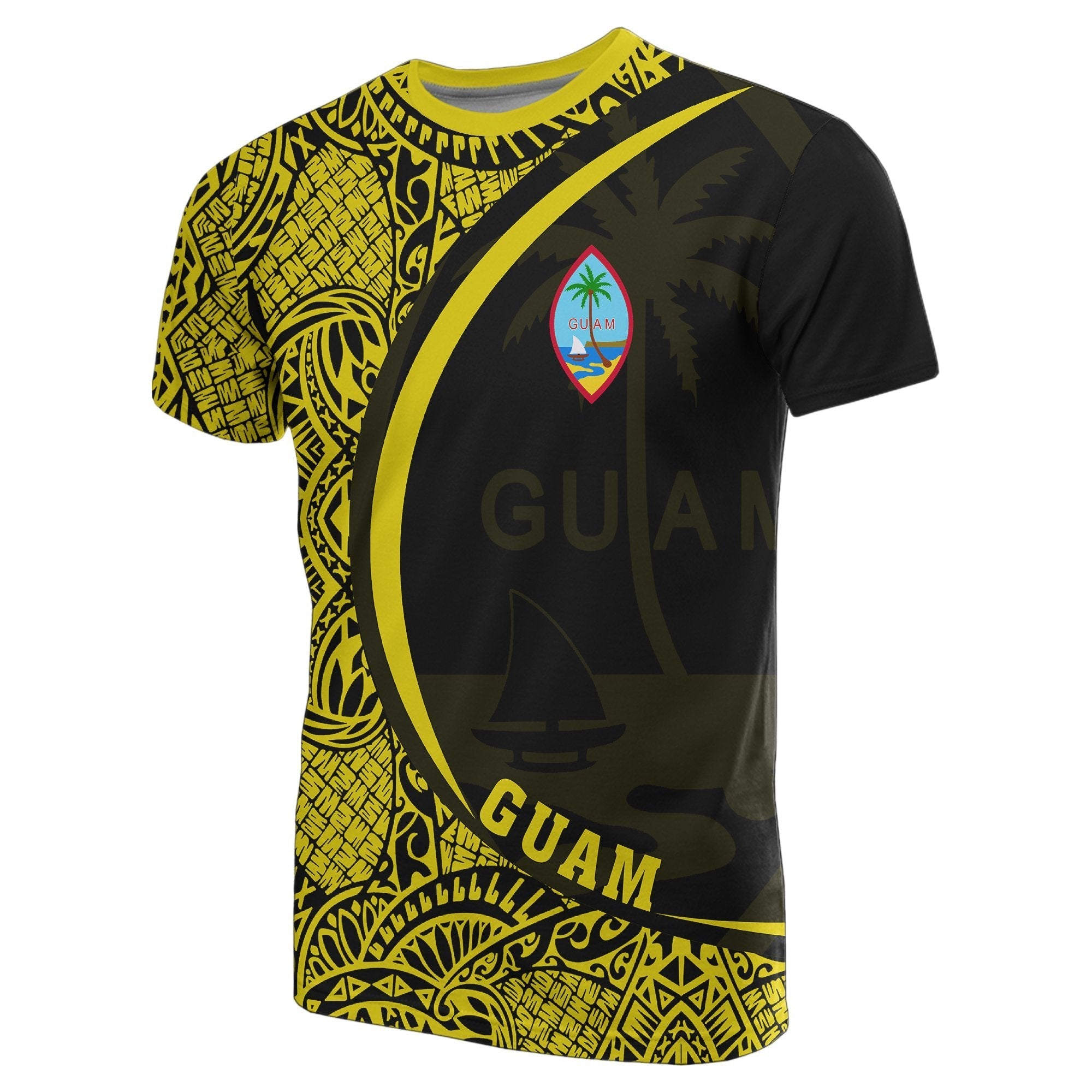 Guam Micronesia T shirt Yellow - Round Style - Vibe Hoodie Shop