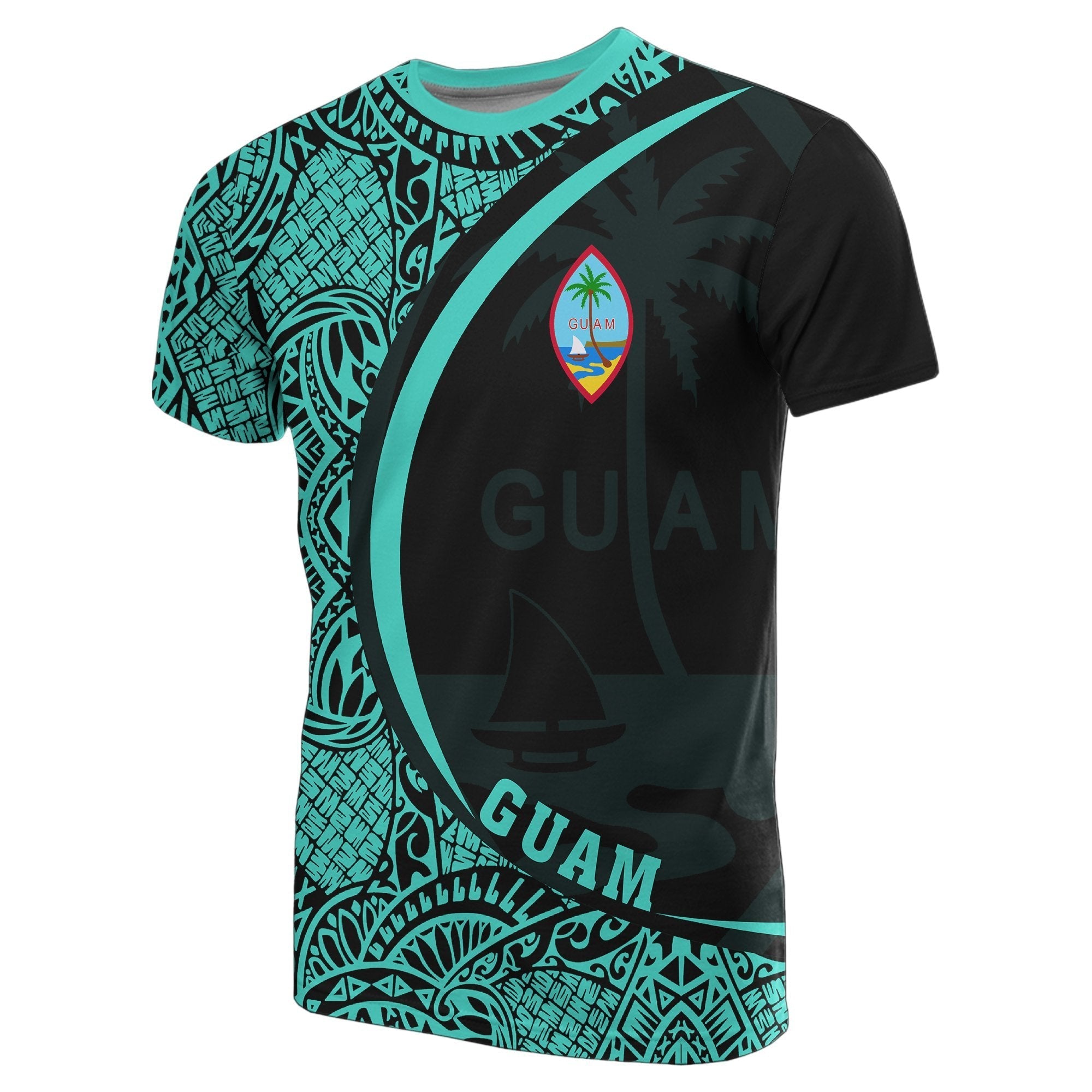 Guam Micronesia T shirt Turquoise - Round Style - Vibe Hoodie Shop