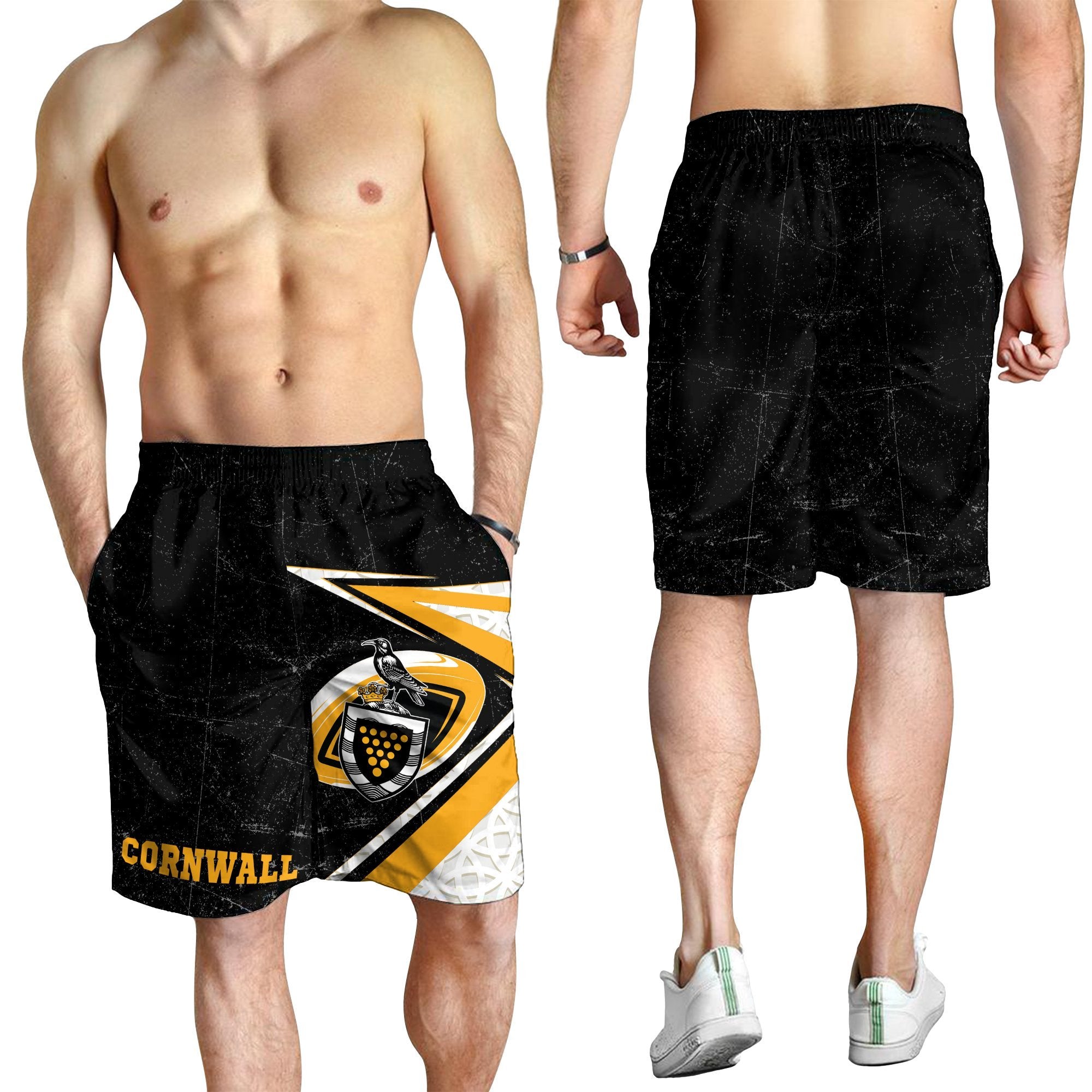 Cornwall Rugby Men's Shorts - Celtic Cornwall Rugby Ball - Vibe Hoodie Shop