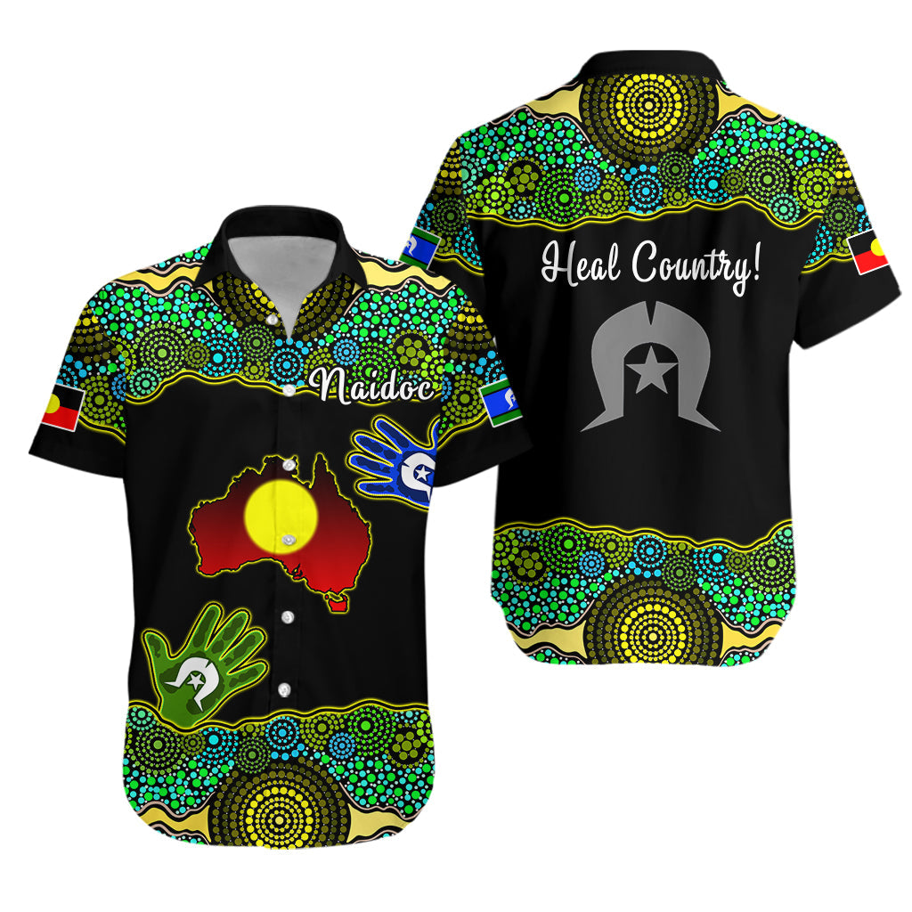 NAIDOC Heal Country Hawaiian Shirt Jacket Map Australia - Vibe Hoodie Shop