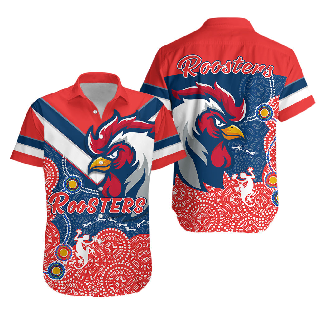 RooSTERS Hawaiian Shirt - Red Aboriginal Rugby - Vibe Hoodie Shop