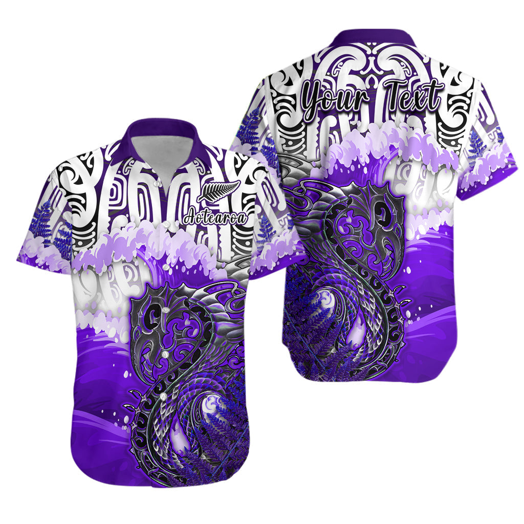 custom-personalised-manaia-maori-combo-dress-and-hawaiian-shirt-fern-aotearoa-purple-waves