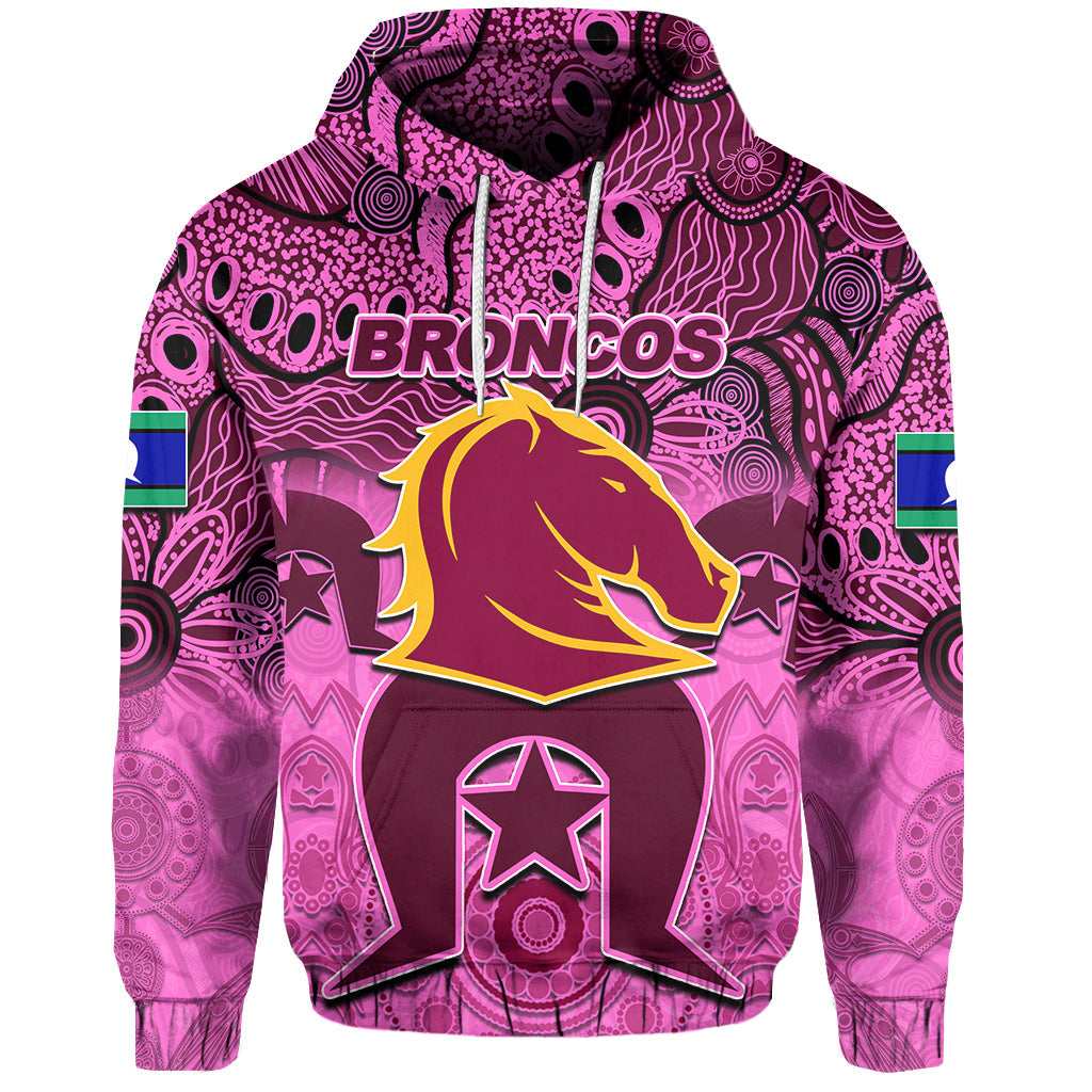 (Custom Personalised) Broncos Torres Strait Islanders Mix Aboriginal Hoodie Pink Style LT6 - Vibe Hoodie Shop