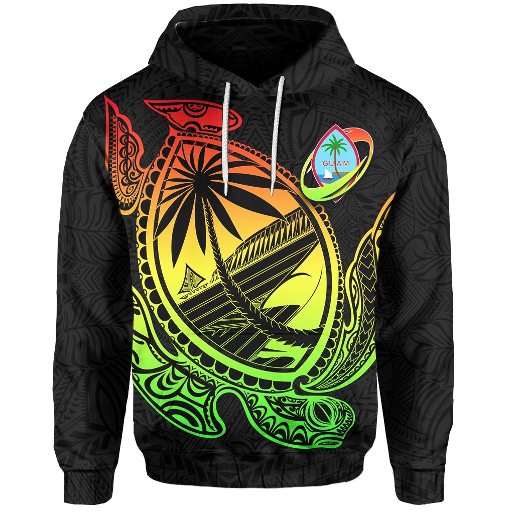 Guam Hoodie Rugby Version Turtle Polynesian Rasta - Vibe Hoodie Shop