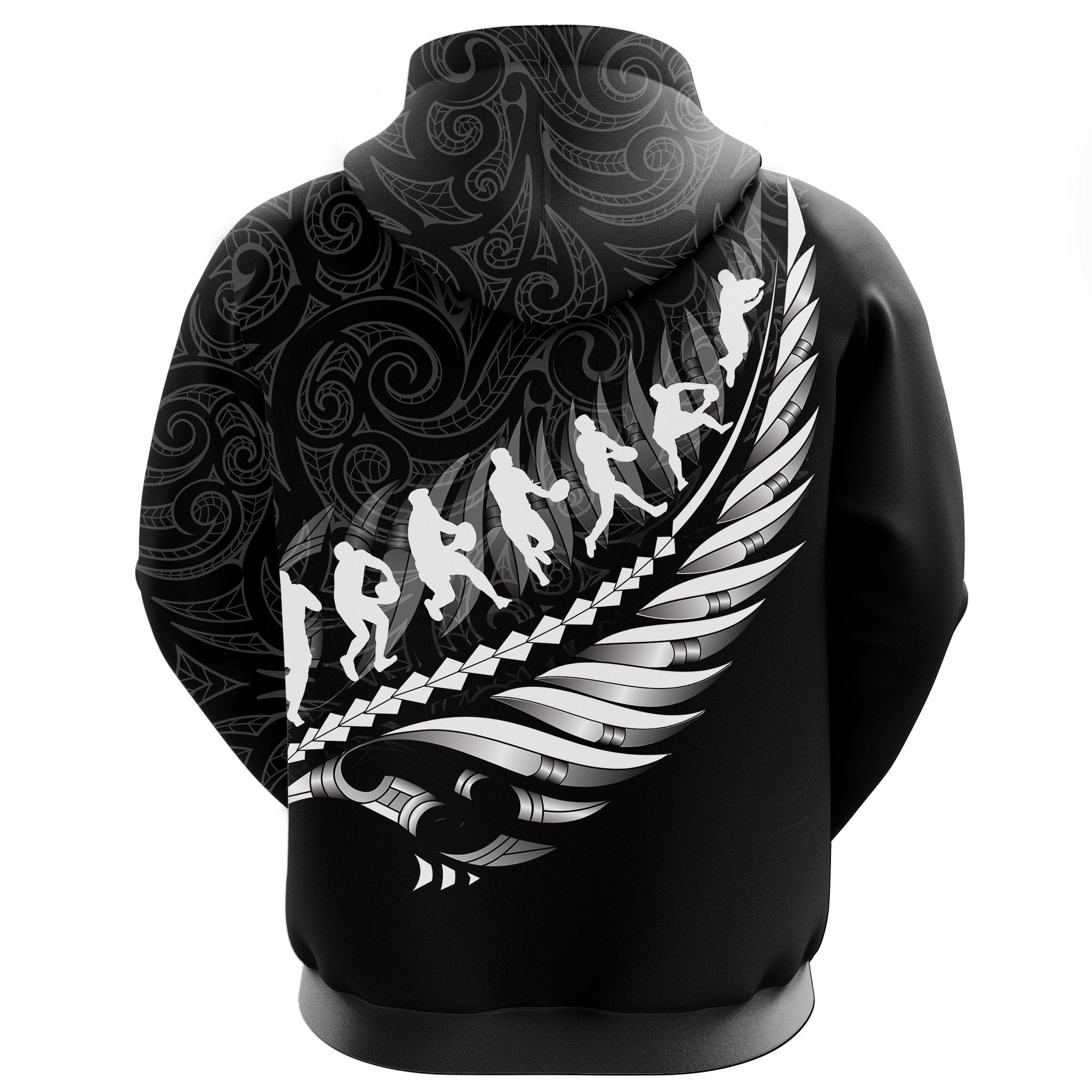 Aotearoa New Zealand Hoodie - Maori Fern Rugby (Zip) - Vibe Hoodie Shop