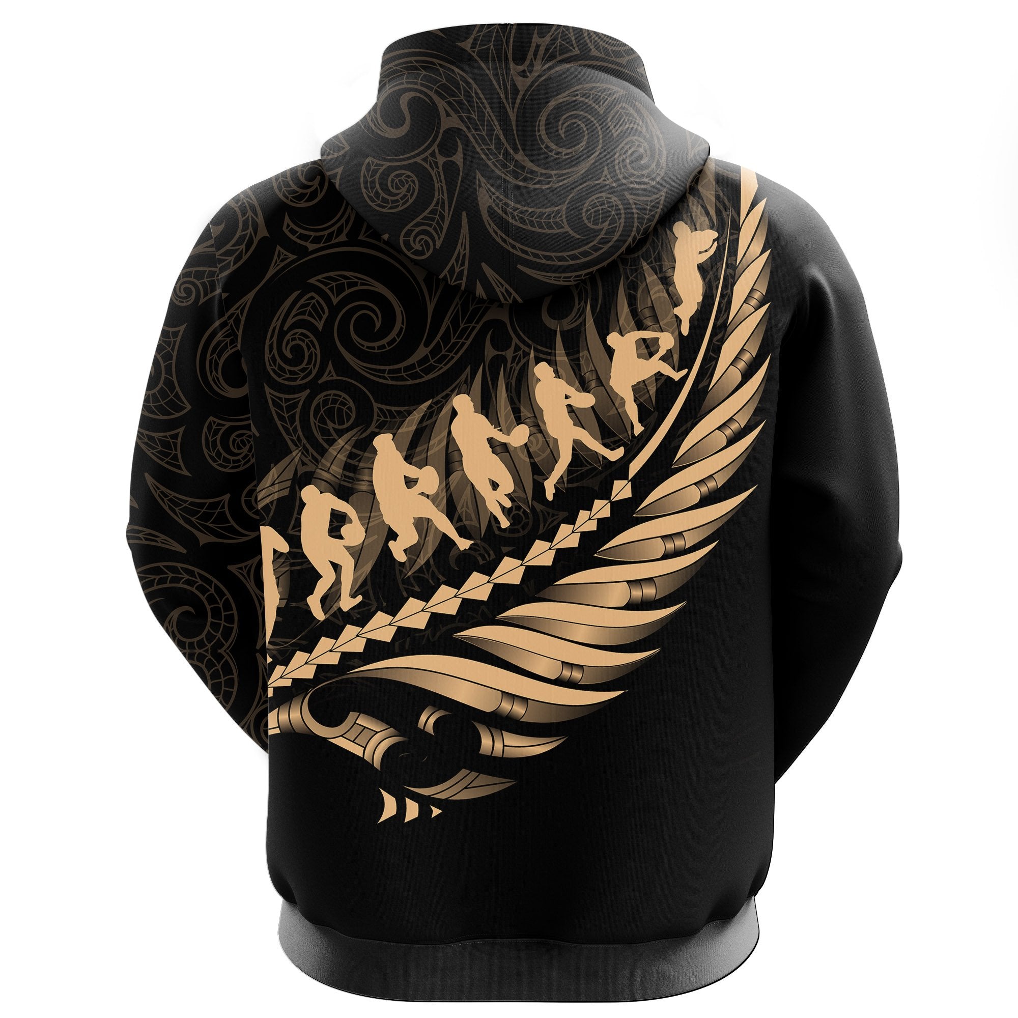 Aotearoa New Zealand Hoodie - Maori Fern Rugby - Vibe Hoodie Shop