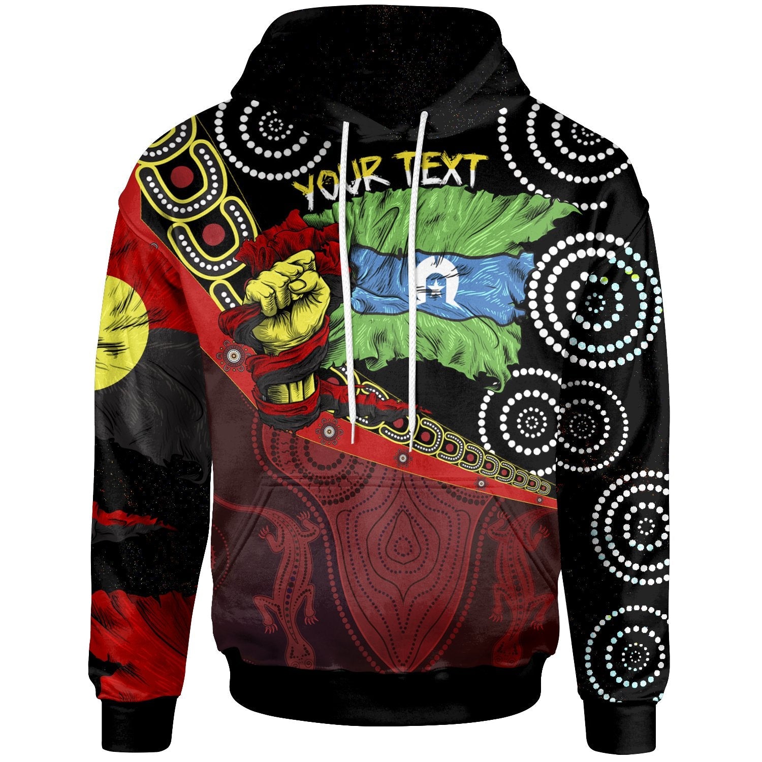 (Custom) Breakout Hoodie - Aboriginal Flags and Dot Acrylic Paint Style NAIDOC - Unisex - Vibe Hoodie Shop