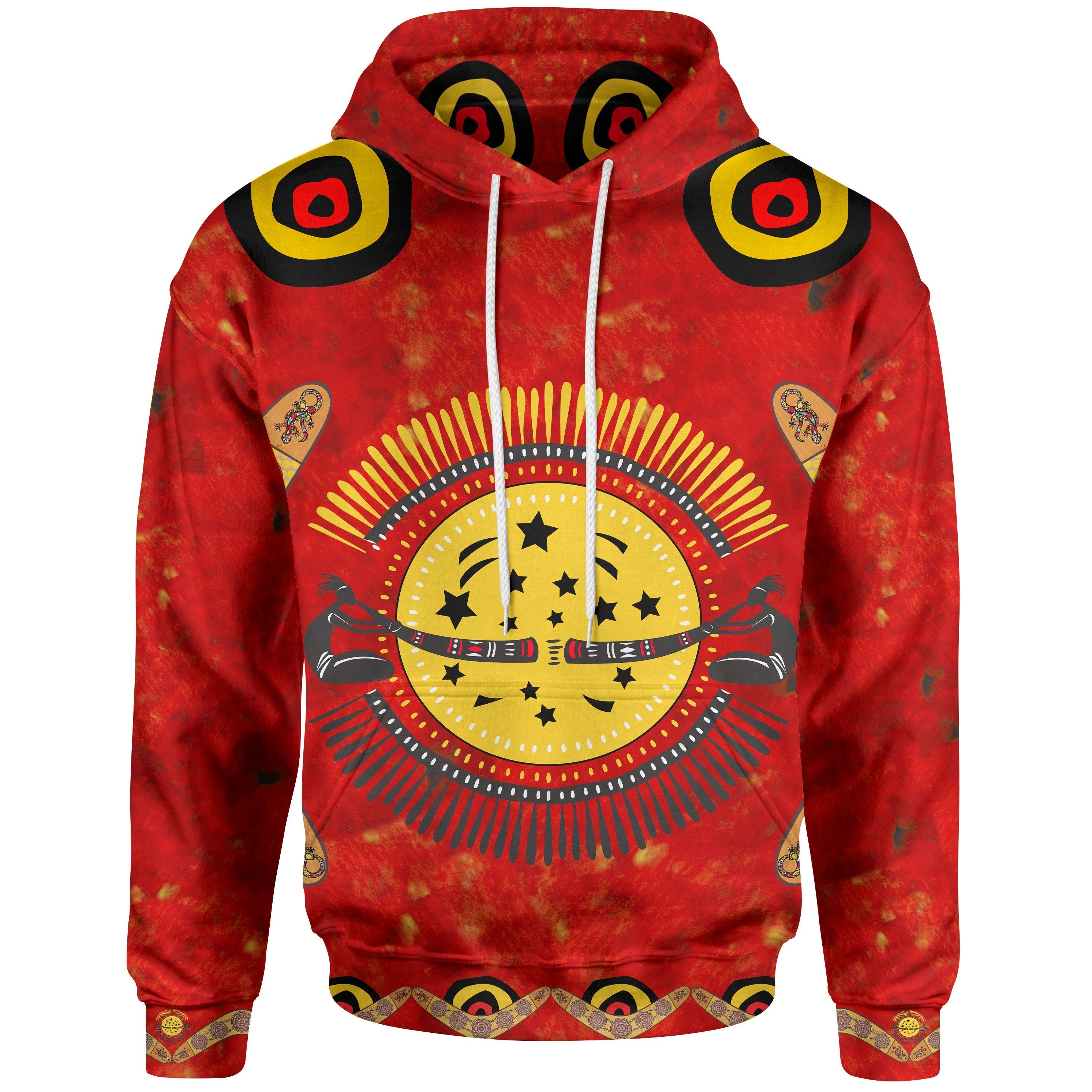 Aboriginal Hoodie - Lizard And Boomerang Pattern - Vibe Hoodie Shop