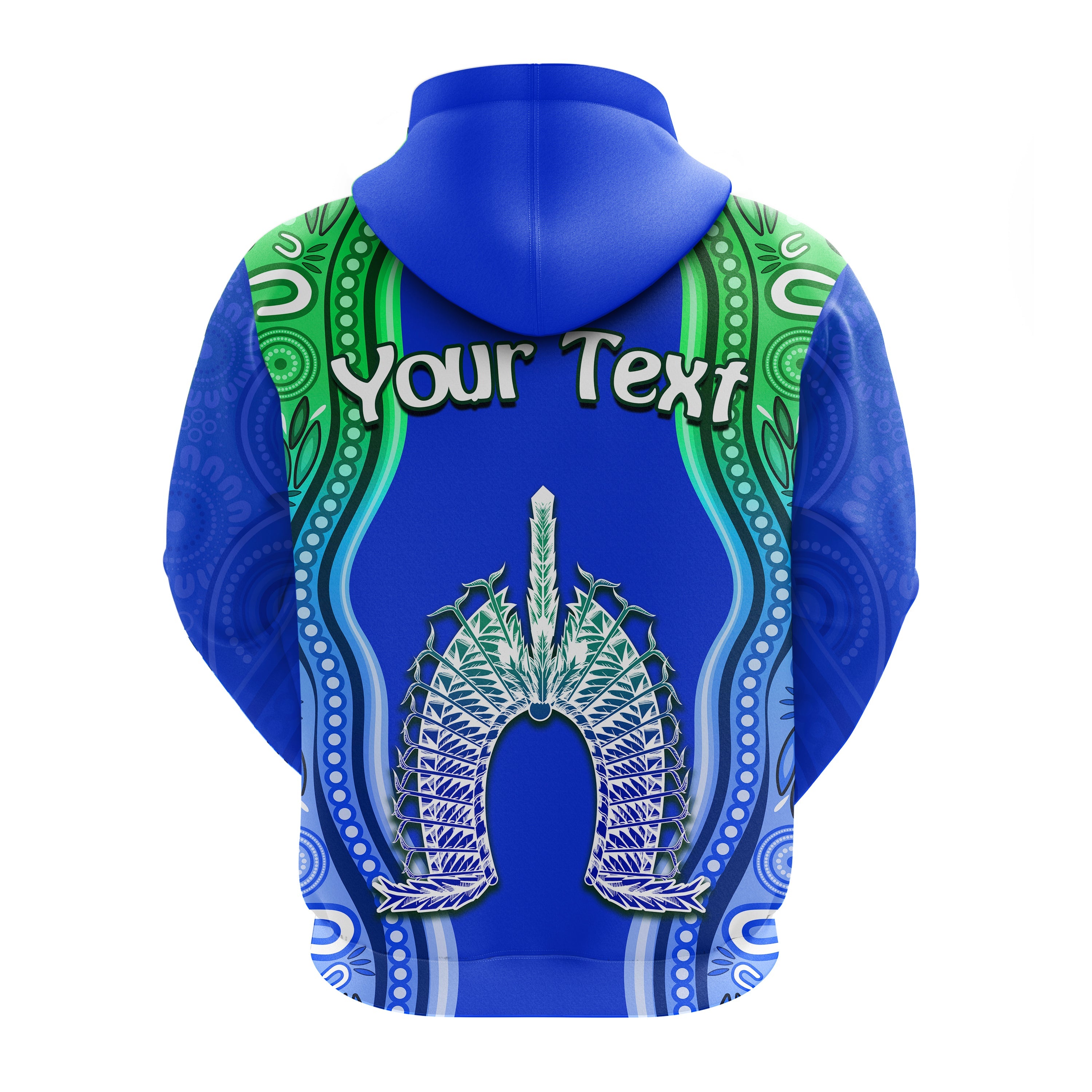 (Custom Personalised) Torres Strait Islands Zip Hoodie The Dhari Mix Aboriginal Turtle Version Blue LT13 - Vibe Hoodie Shop