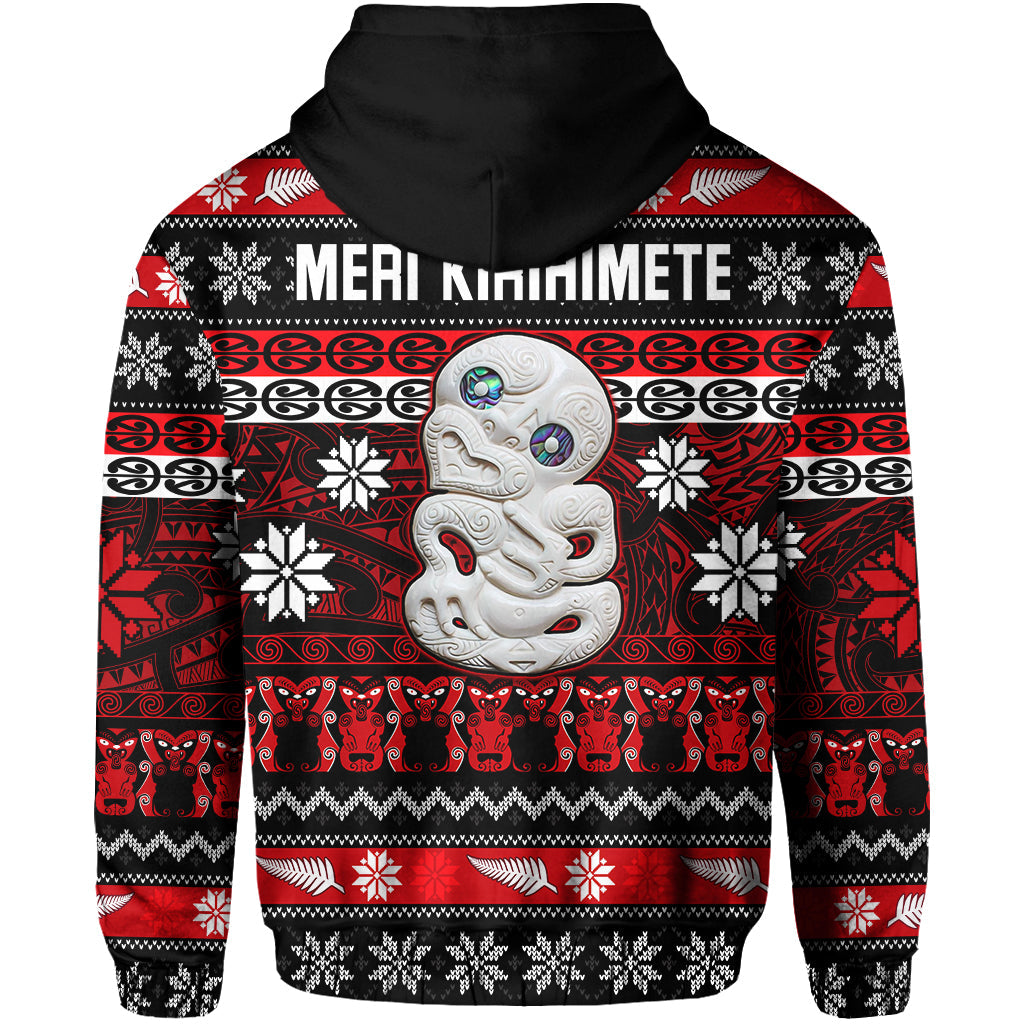 New Zealand Hei Tiki Christmas Hoodie Maori Meri Kirihimete LT13 - Vibe Hoodie Shop