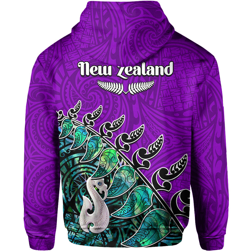 (Custom Personalised) New Zealand Maori Hoodie Fern and Manaia Version Purple LT13 - Vibe Hoodie Shop