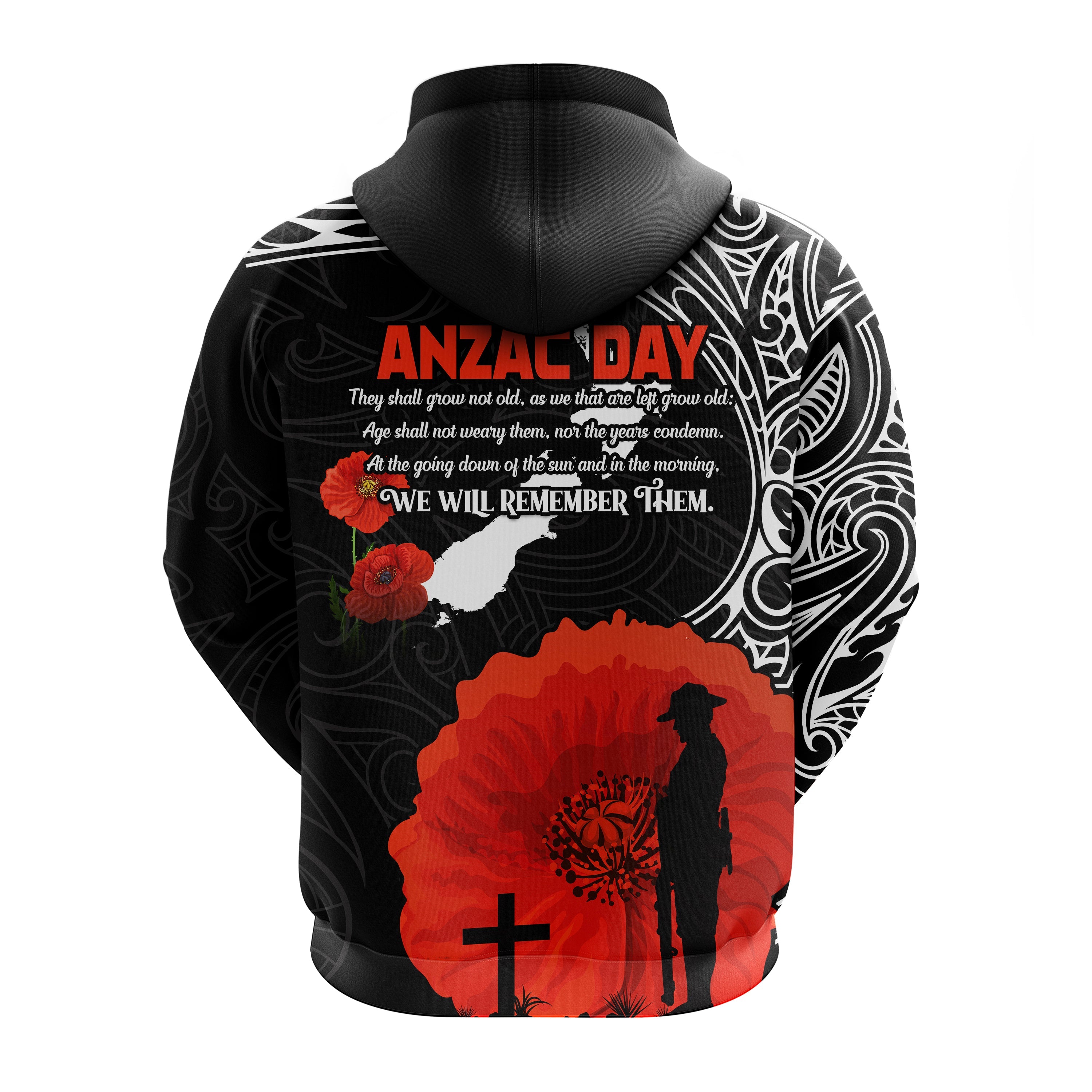 New Zealand ANZAC 2022 Hoodie Maori Mix Fern Poppy LT13 - Vibe Hoodie Shop