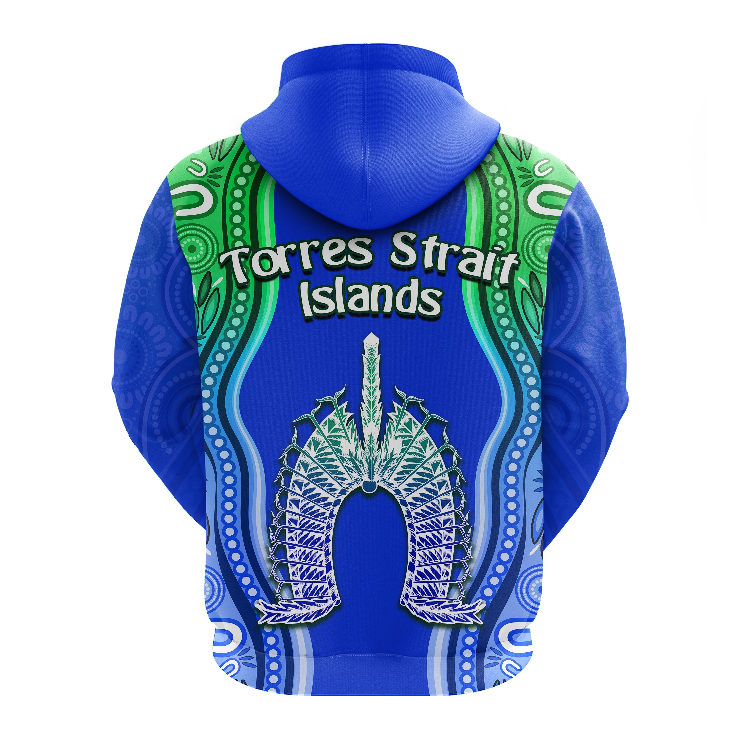 Torres Strait Islands Zip Hoodie The Dhari Mix Aboriginal Turtle Version Blue LT13 - Vibe Hoodie Shop