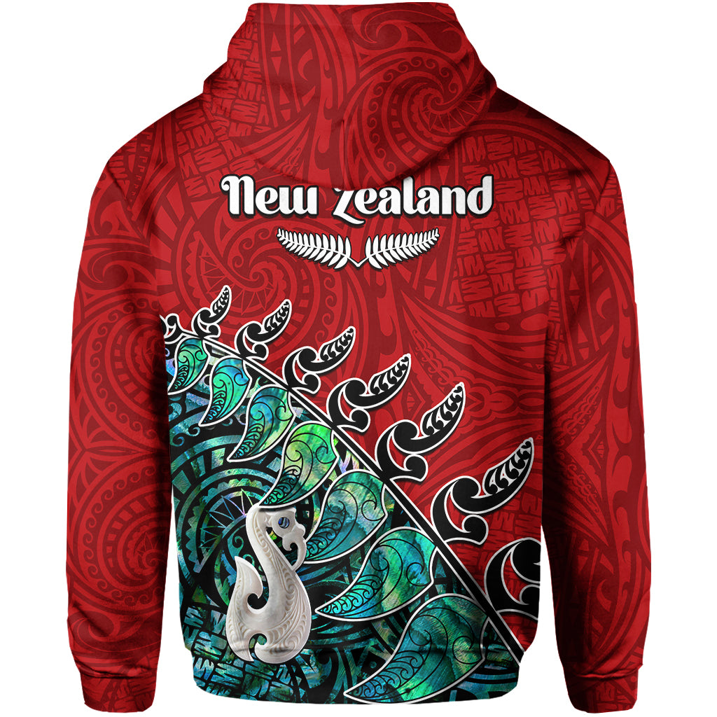 (Custom Personalised) New Zealand Maori Hoodie Fern and Manaia Version Red LT13 - Vibe Hoodie Shop