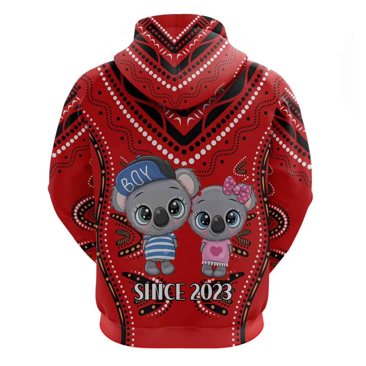 (Custom Personalised) Australia Valentine Cute Koala Couple Hoodie Aboriginal Valentine Red LT13 - Vibe Hoodie Shop