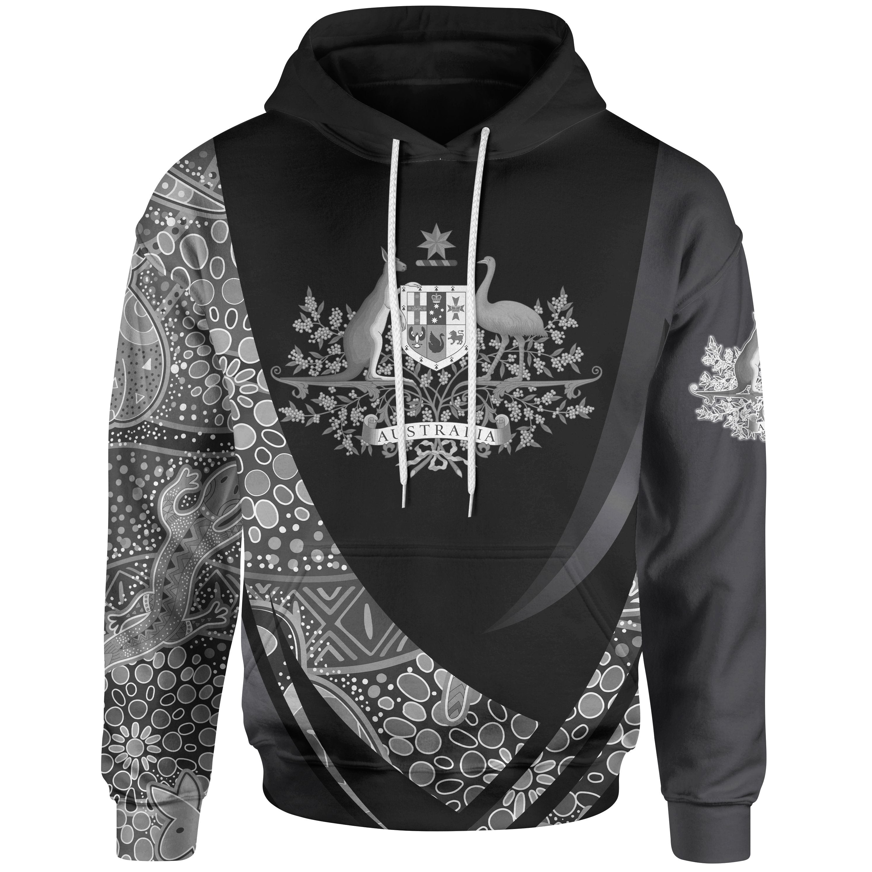 Hoodie - Australia Coat Of Arms Aboriginal Patterns - Vibe Hoodie Shop