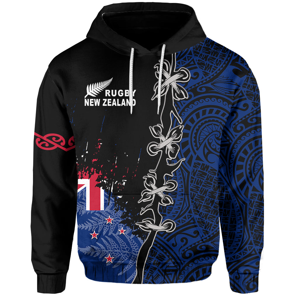 (Custom Personalised) New Zealand Rugby Hoodie Mix Maori and Fern LT13 - Vibe Hoodie Shop