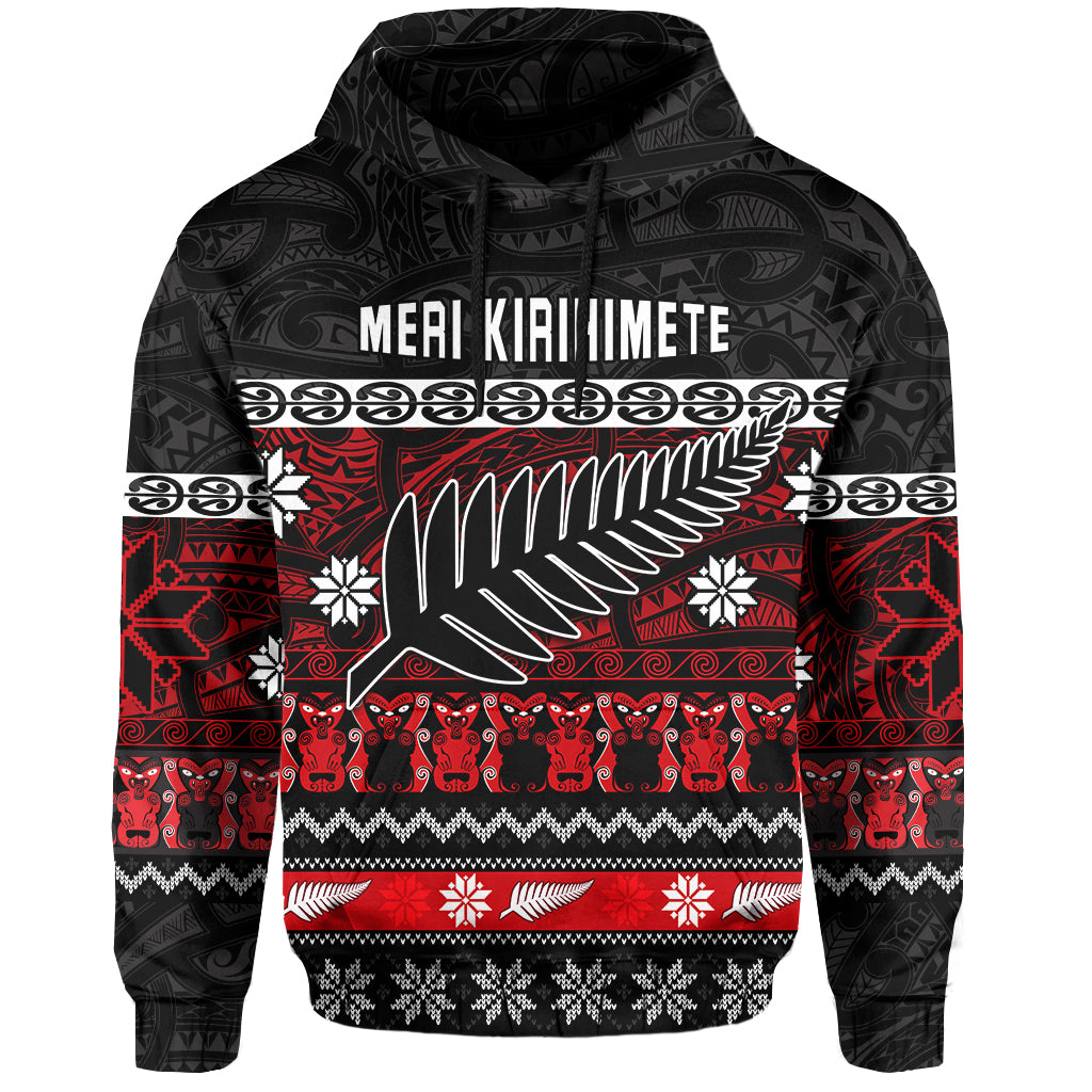 New Zealand Silver Fern Christmas Hoodie Maori Meri Kirihimete LT13 - Vibe Hoodie Shop