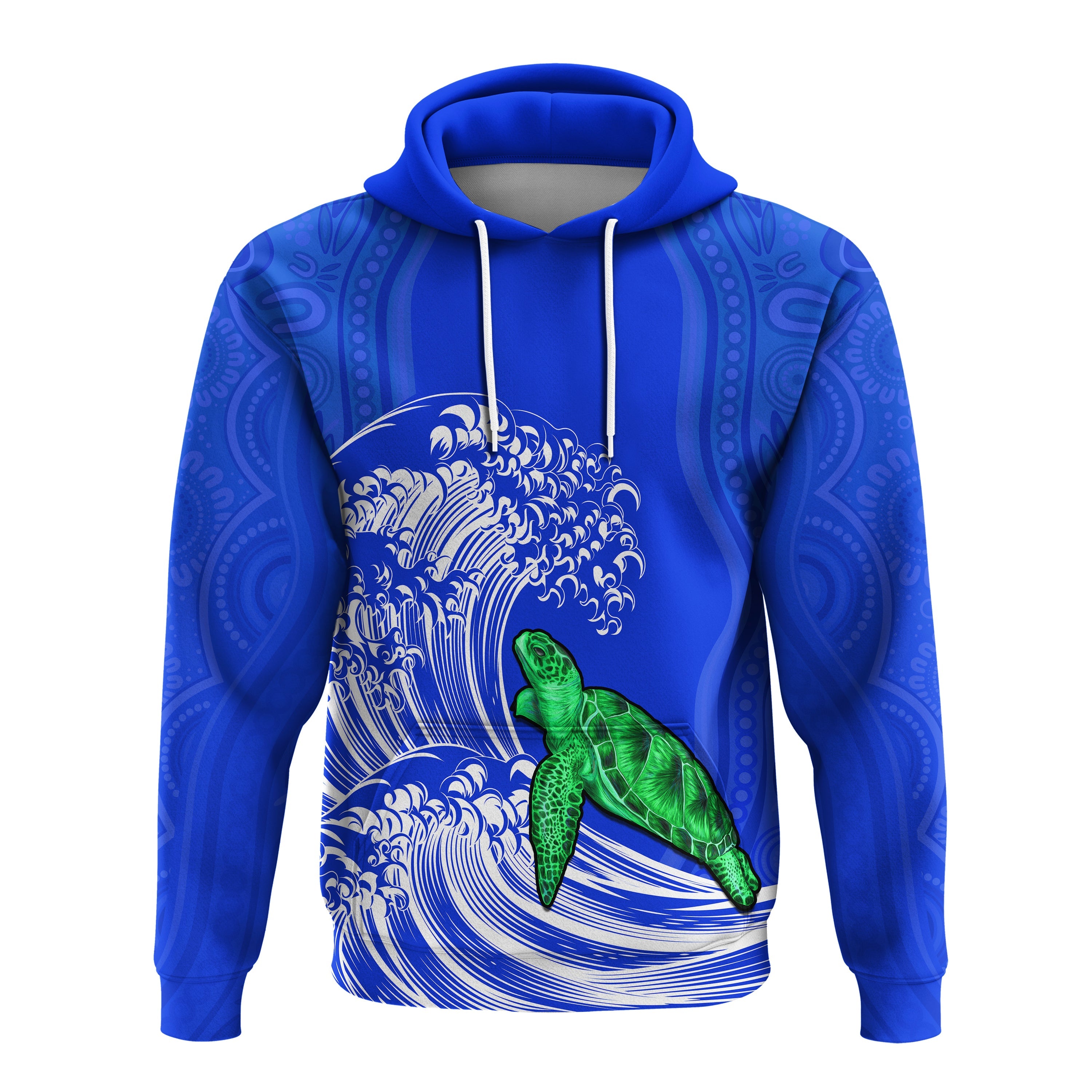 (Custom Personalised) Torres Strait Islands Hoodie The Dhari Mix Aboriginal Turtle Version Blue LT13 - Vibe Hoodie Shop