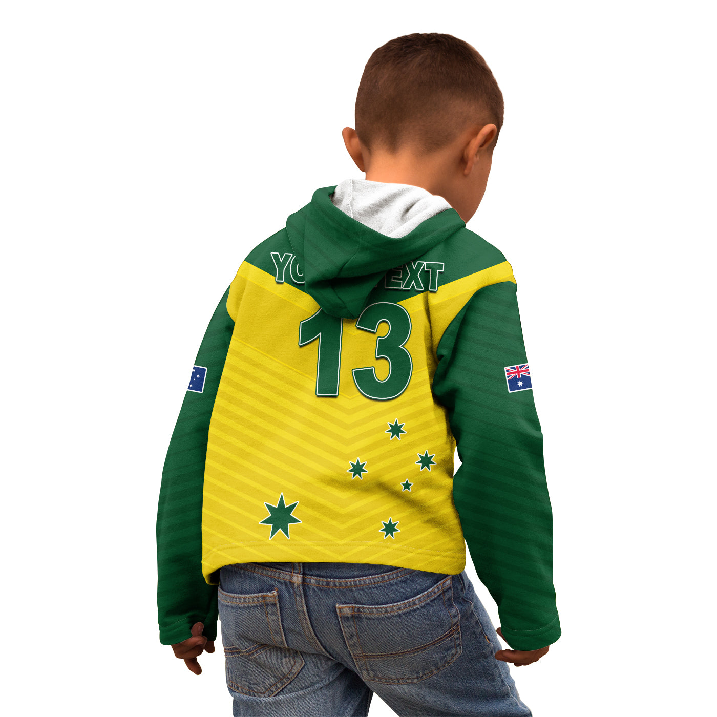 (Custom Text and Number) Australia Cricket Hoodie KID Go Aussie Champions - Vibe Hoodie Shop