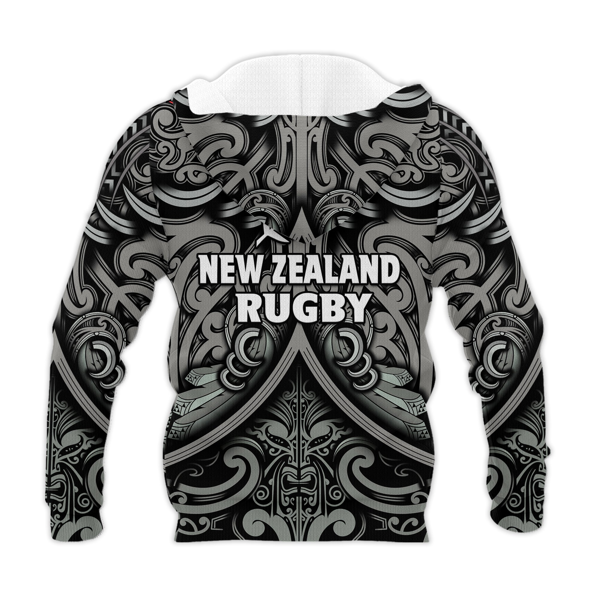 New Zealand Silver Fern Rugby Hoodie All Black NZ Maori Pattern LT13 - Vibe Hoodie Shop