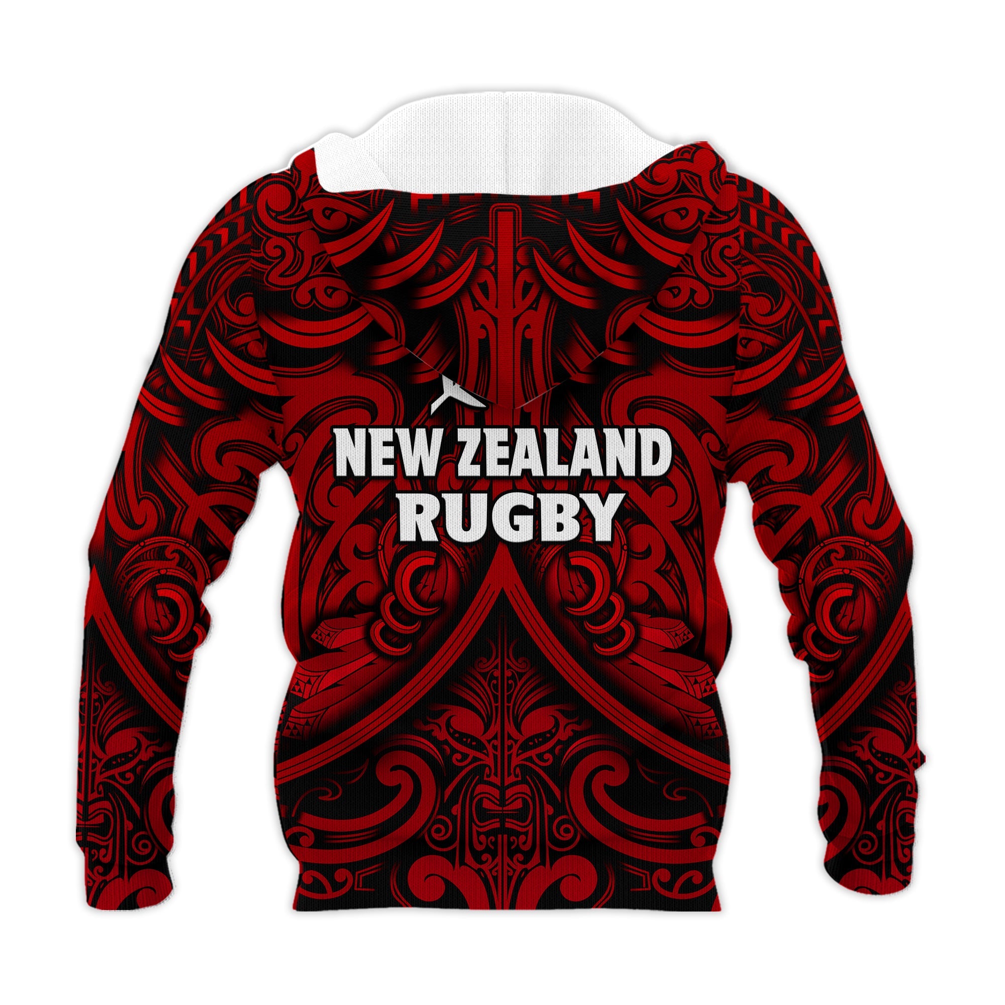 New Zealand Silver Fern Rugby Hoodie All Black Red NZ Maori Pattern LT13 - Vibe Hoodie Shop