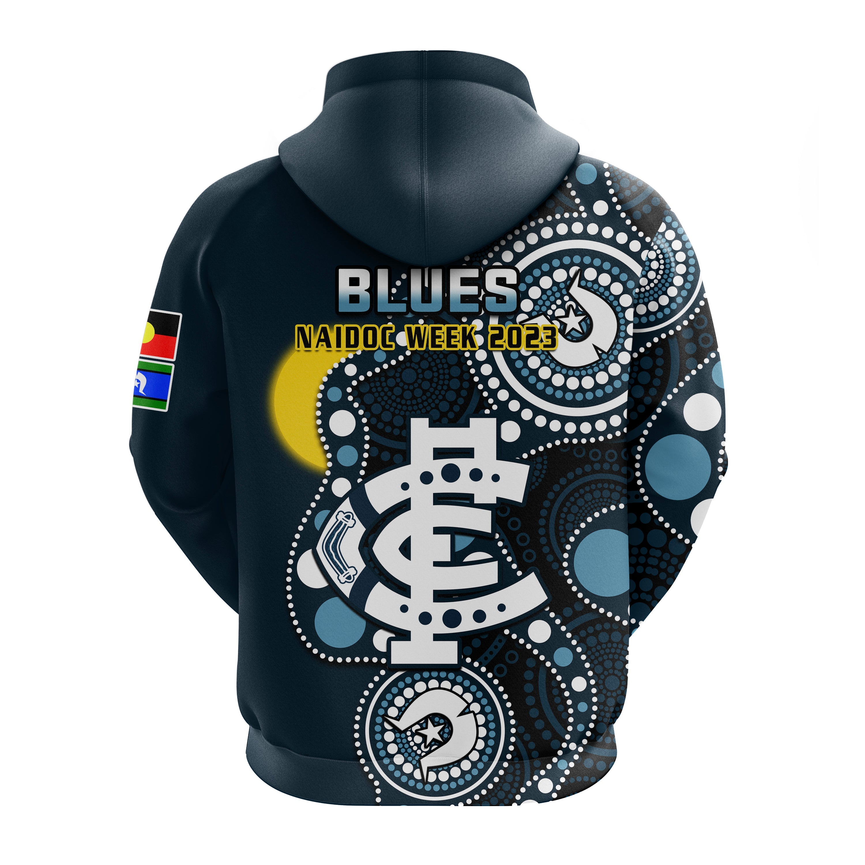Carlton Football NAIDOC 2023 Hoodie Blues For Our Elders Indigenous Art - Vibe Hoodie Shop