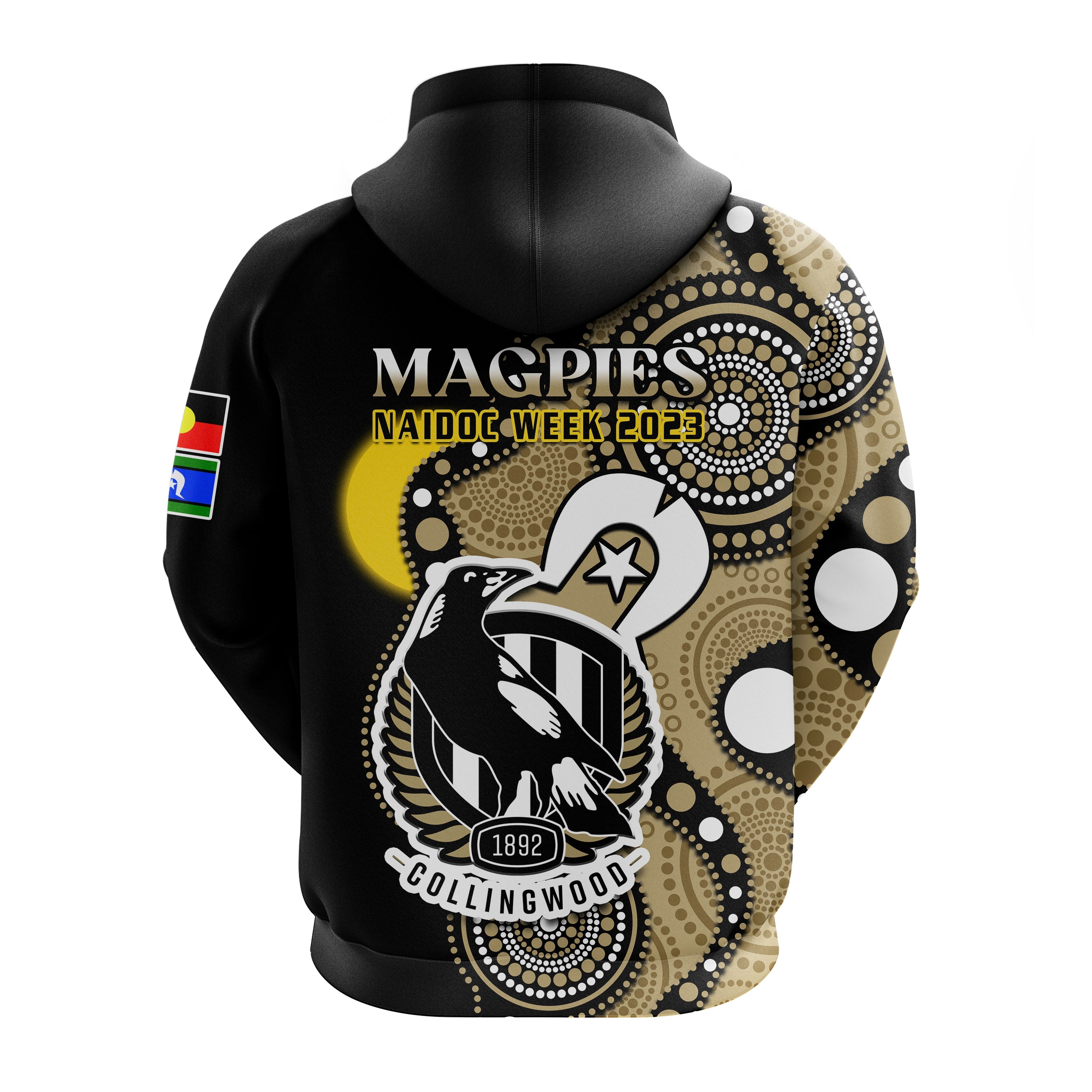 Collingwood Football NAIDOC 2023 Hoodie Magpies For Our Elders Indigenous Art - Vibe Hoodie Shop