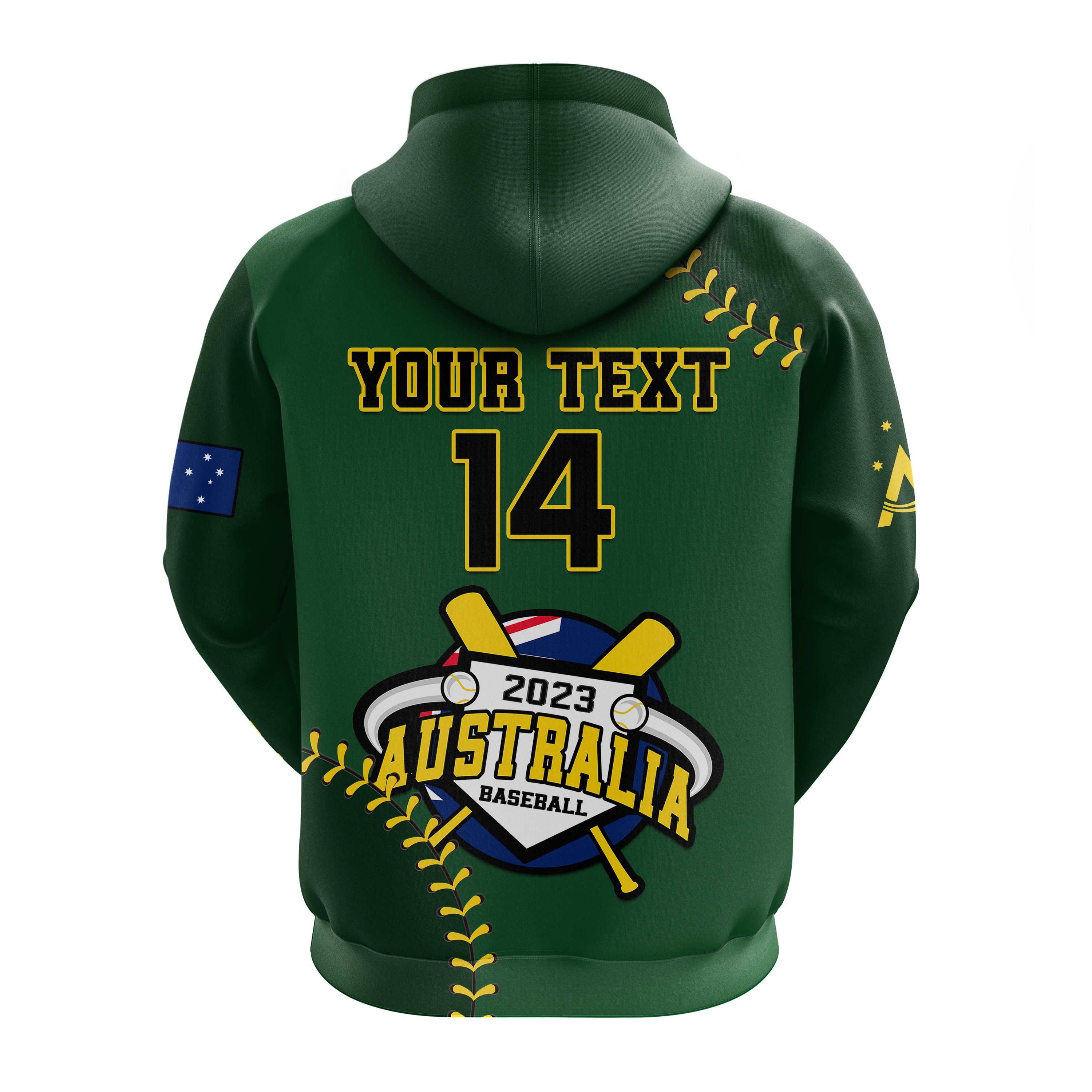 (Custom Text And Number) Australia Baseball 2023 Hoodie Go Aussie - Vibe Hoodie Shop