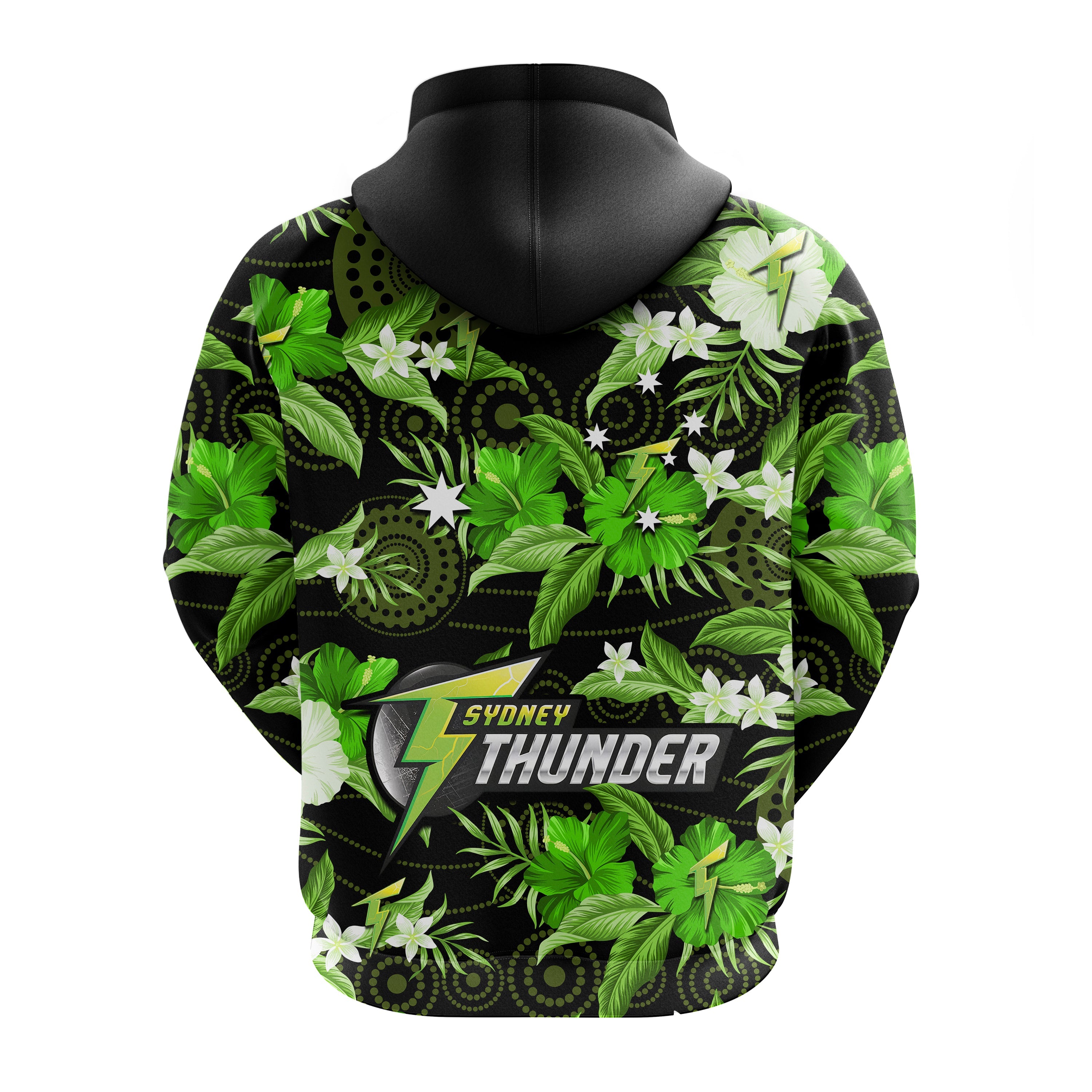 Sydney Thunder Cricket Hoodie Aboriginal Art Mix Tropical Flowers - Vibe Hoodie Shop