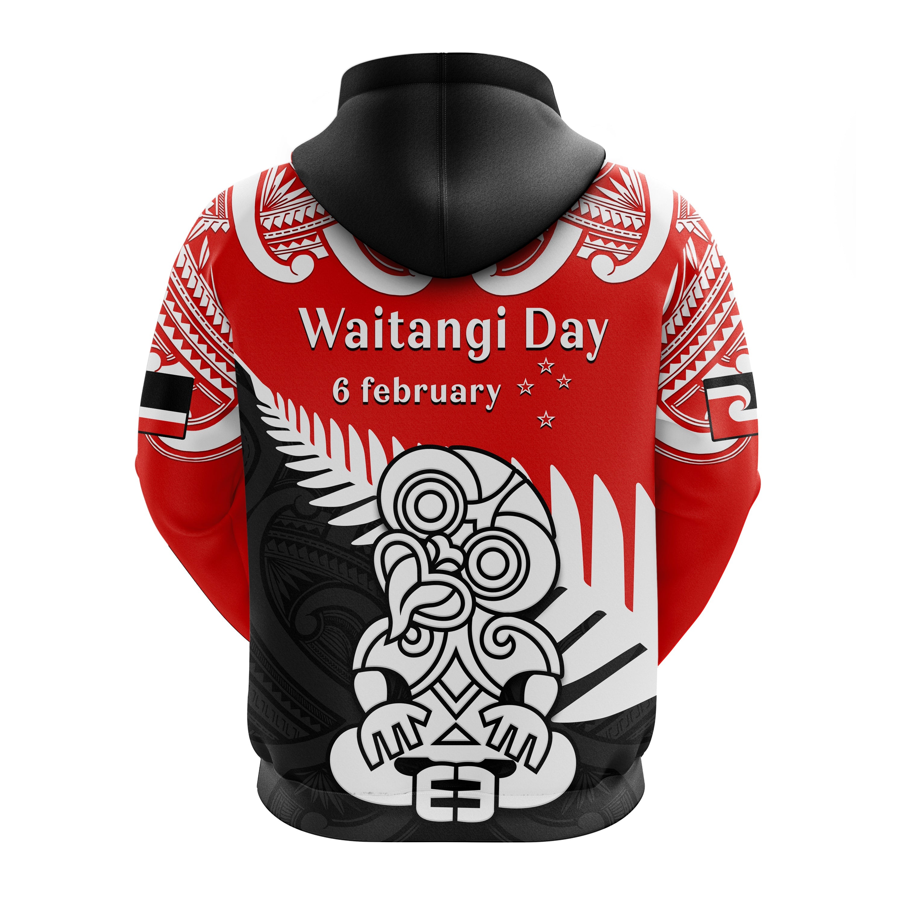 Waitangi Day Hoodie Tino Rangatiratanga Flag With Tiki Maori Fern - Vibe Hoodie Shop